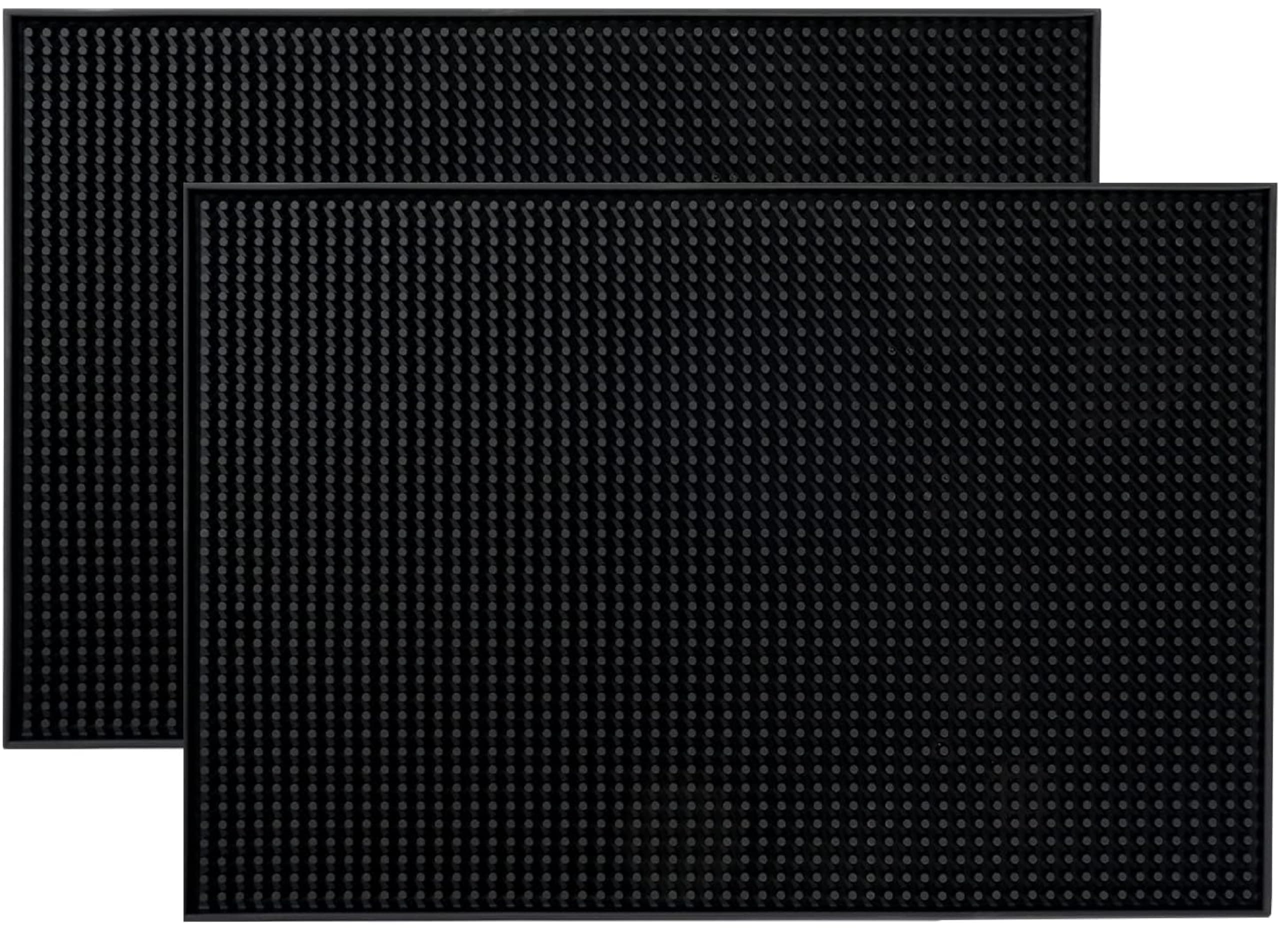 (Set of 2) Premium Rubber Bar Mat 45x30cm Service Mat,Countertop Mat Barber Service Mat, Spill Mat, Rubber Mat (Black)