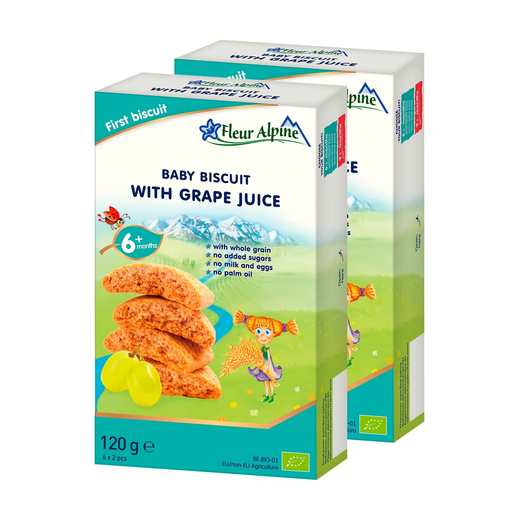 – Baby Biscuits with Grape Juice - 12x2 Yummy Organic Baby Snacks for Delicious Smooth Breakfast Porridge Or Daytime Snack | Easy Whole Grain Snack Biscuits with No Added Sugar | 6 Mths
