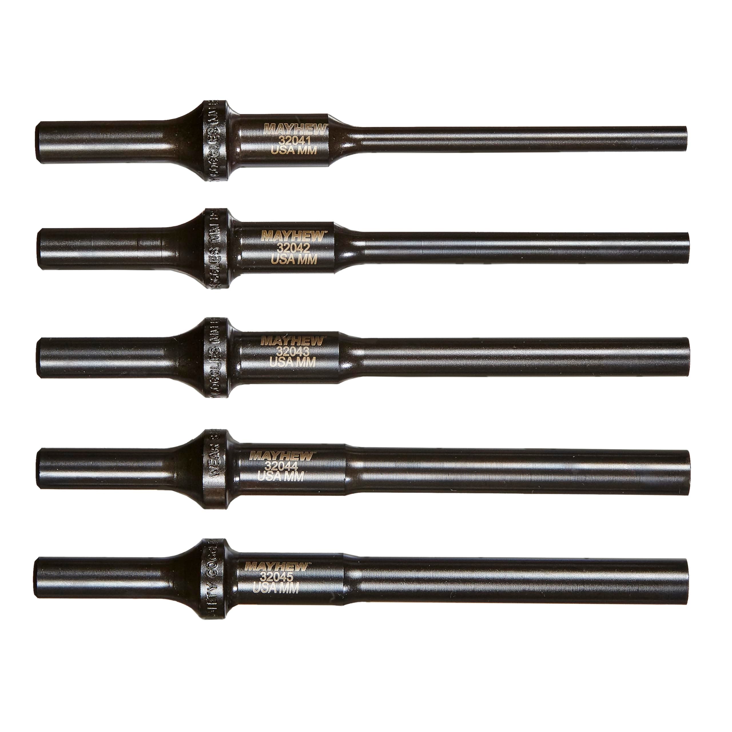 Tools 32040 Pneumatic Pin/Drift Punch Set, 5-Piece, Black Oxide Finish