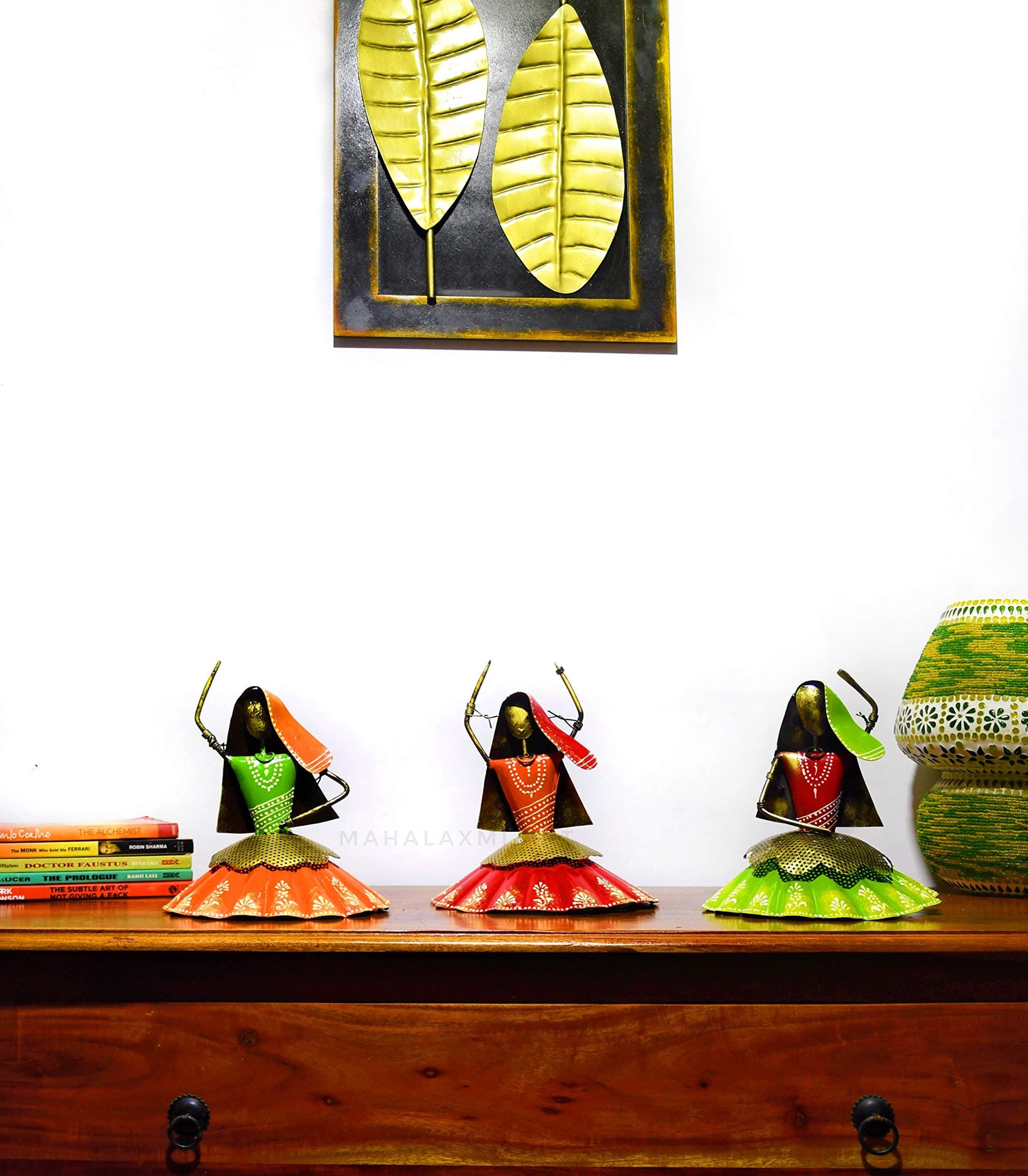 Mahalaxmi Art 3 Dancing Musician Ladies Showpiece Iron Metal Beautiful Tabletop; MA27