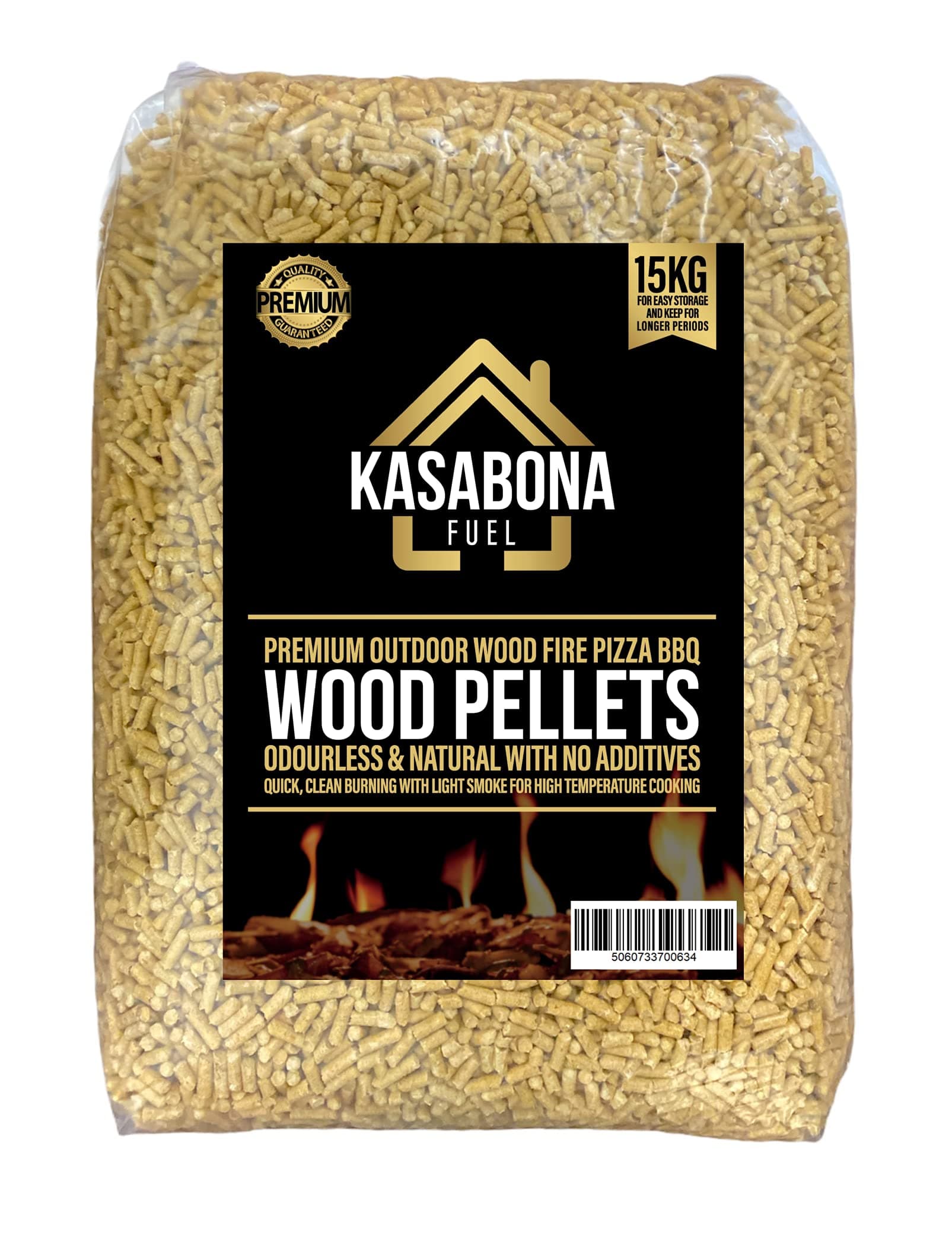 KasaBonaPremium Quality Outdoor Pure Wood Pellets BBQ Pizza Oven Grills Fuel Universal ENPlus A1 BSLEco Friendly (15kg)