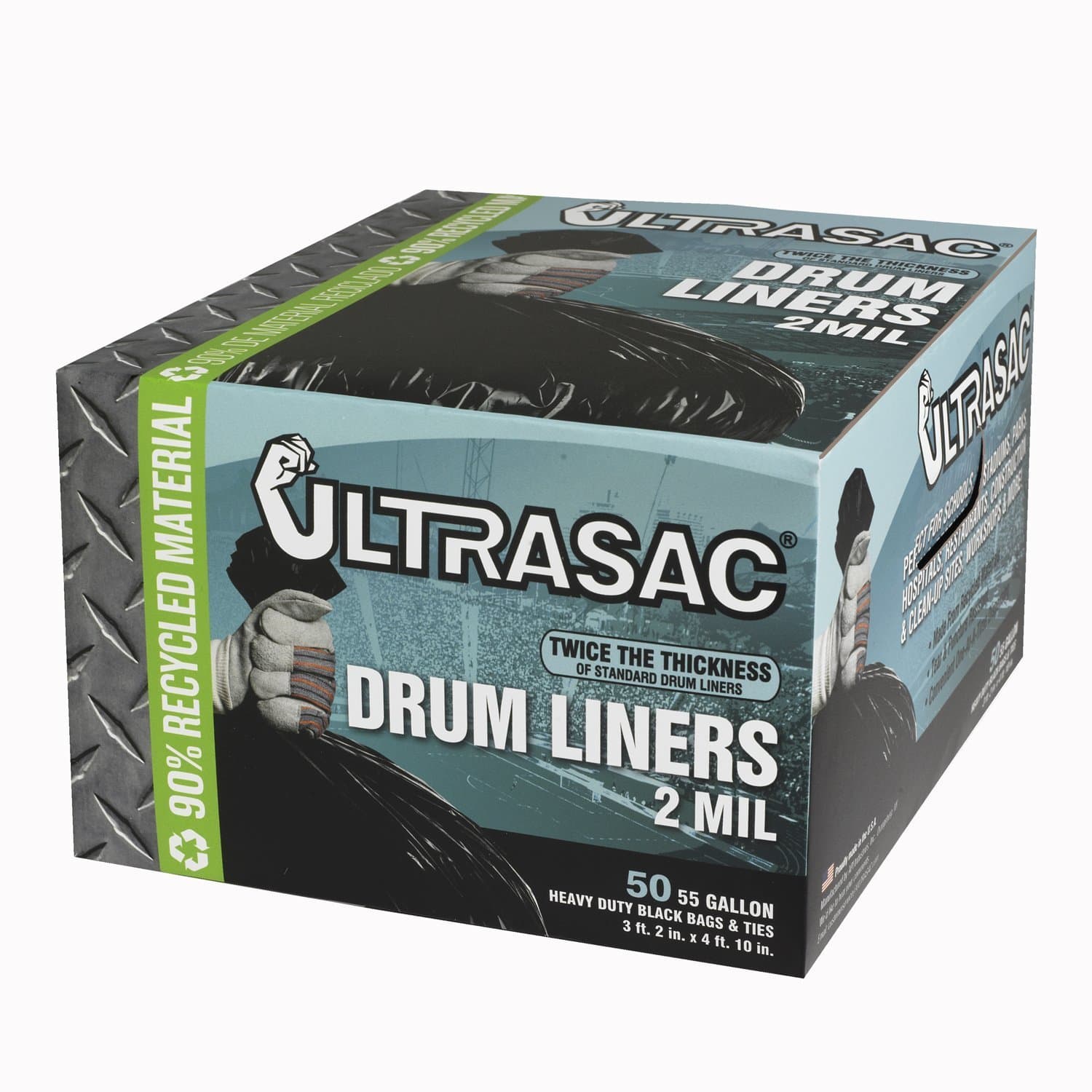 UltrasacUL 55 GAL-50 Drum Liners, 55 gal, Black (Pack of 50)