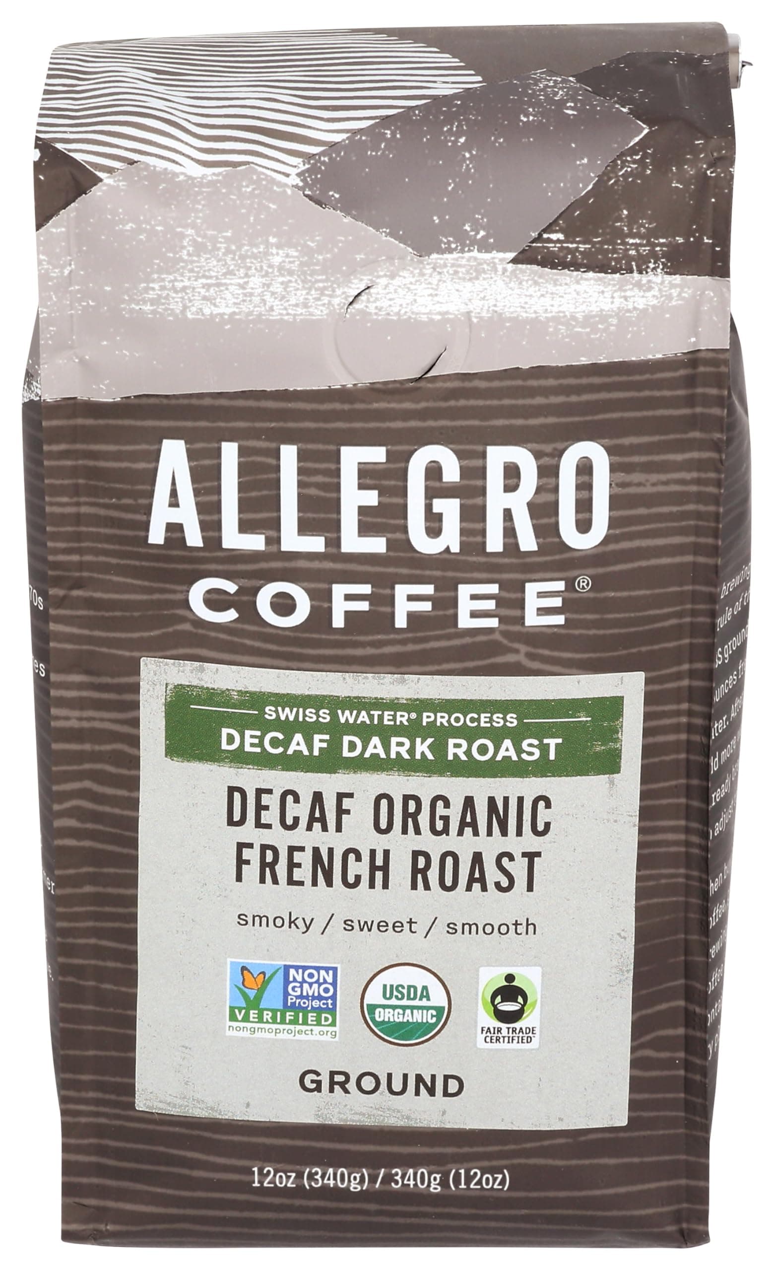 Allegro Coffee Decaf Organic French Roast Ground Coffee, 12 oz (Pack of 1)