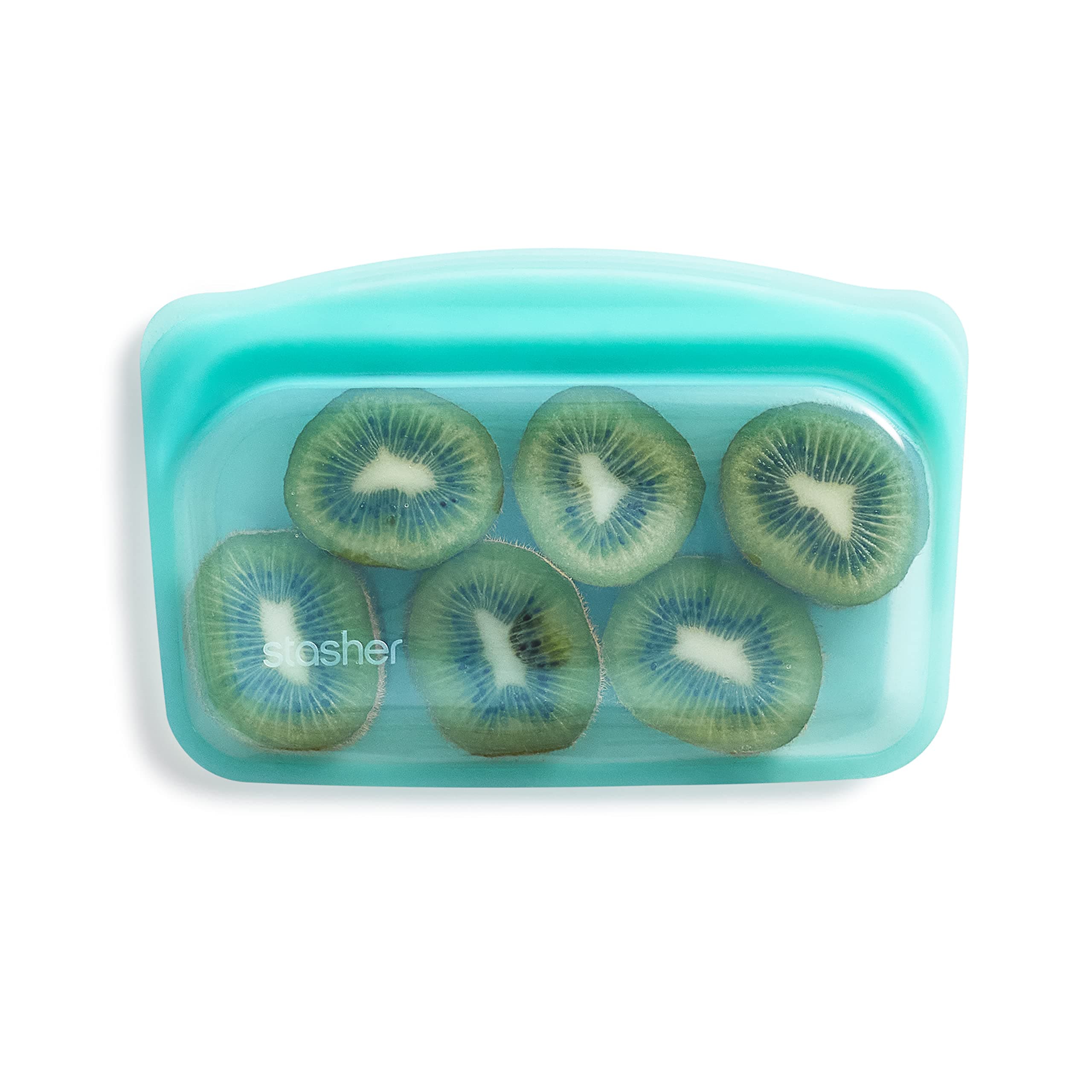 Snack Bag (Aqua) | Reusable Freezer Bags For Travel and Food Storage, Silicone Zip Loc Bag | 21cm x 14cm x 1.3cm / 290ml