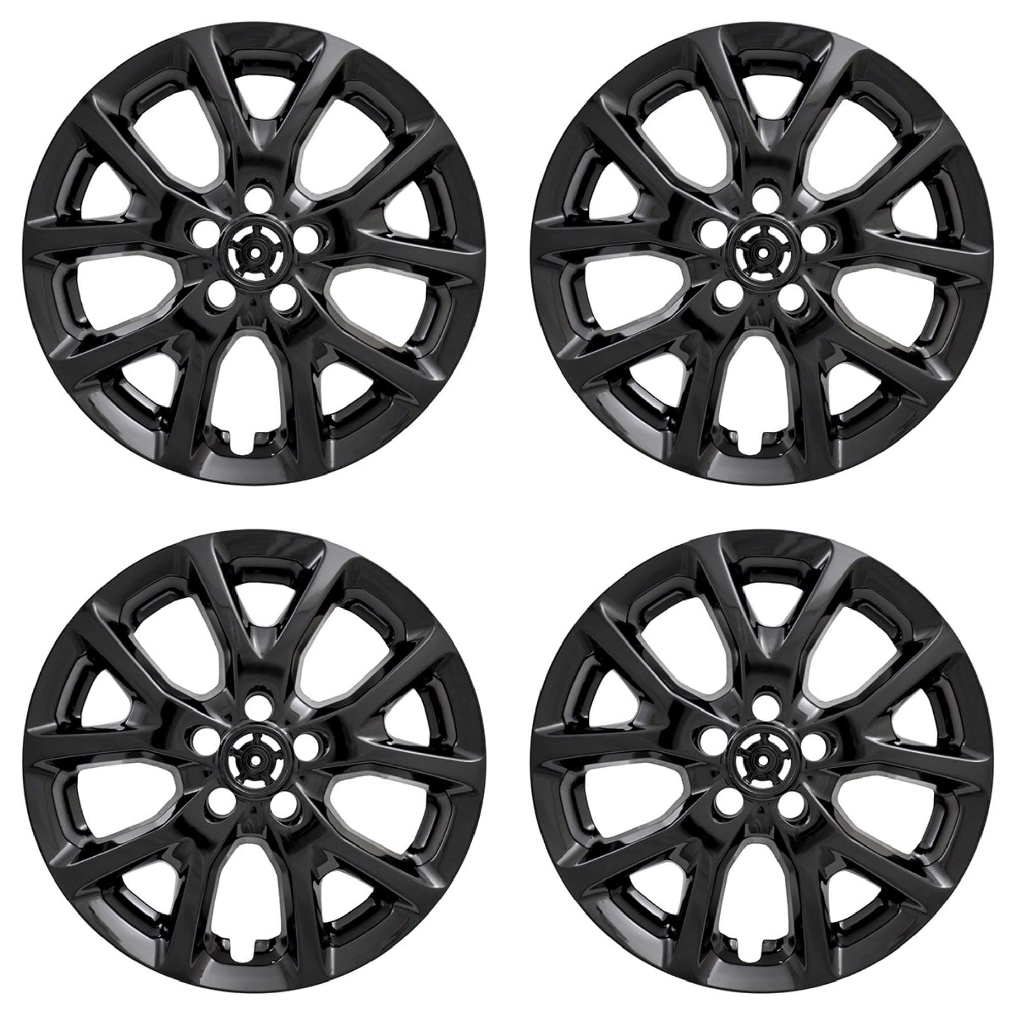 MARROW New Wheel Skin Covers Fits 2014-2018 Jeep Cherokee; 17 Inch; 10 Vent; Black; Plastic; Set of 4; Not Compatible with Steel Wheels