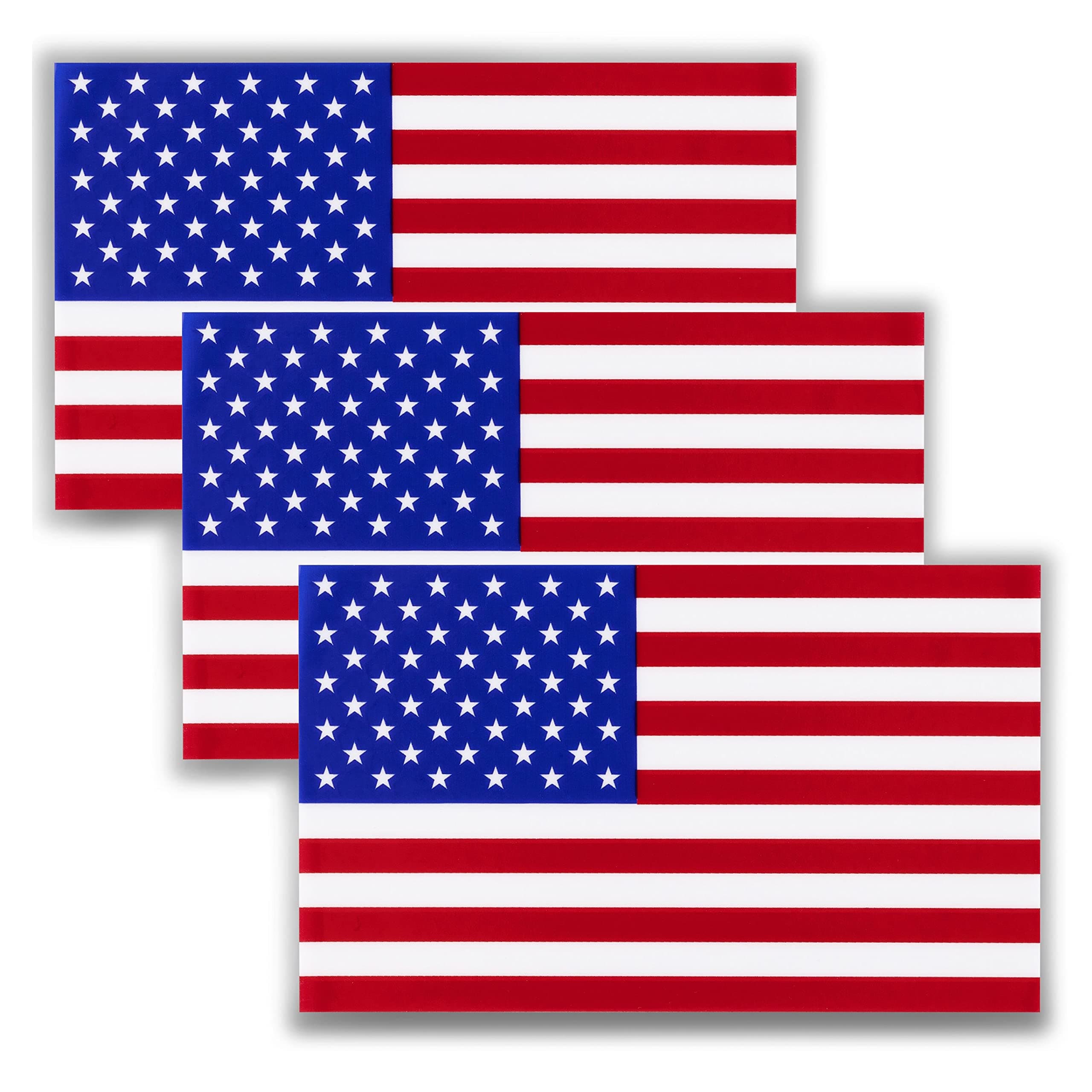American Flag Window Decal Clings - (3" x 5") Non-Adhesive Vinyl Sticker - Ideal for Home or Office Glass Door Safety, Cars, Trucks, RV or Jeep Windshield & Rear Window (3 pack)