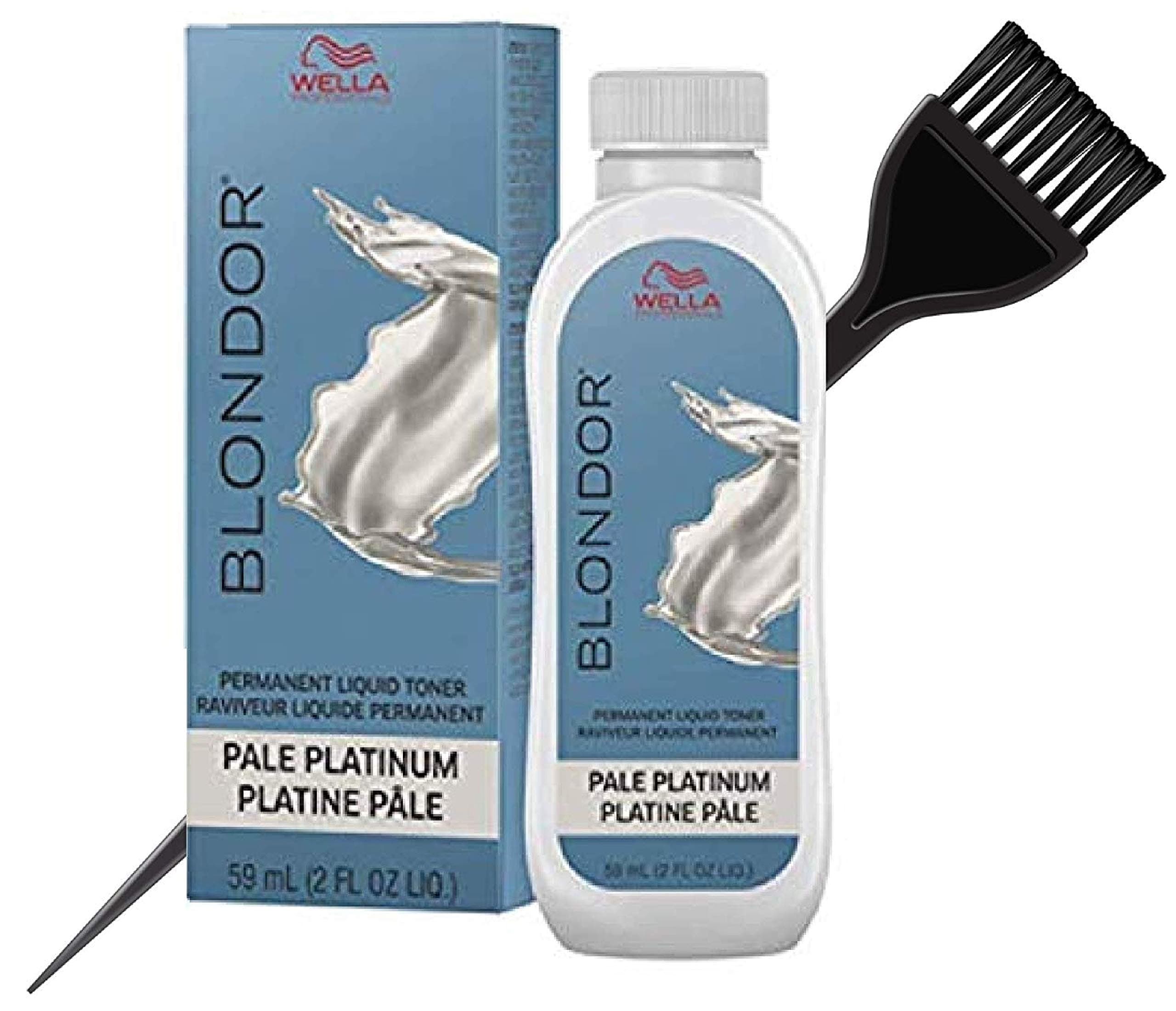 WeIla BLONDOR Permanent Liquid Hair TONER (w/Sleek Tint Brush) Haircolor Hair Color Dye (18 Pale Platinum)