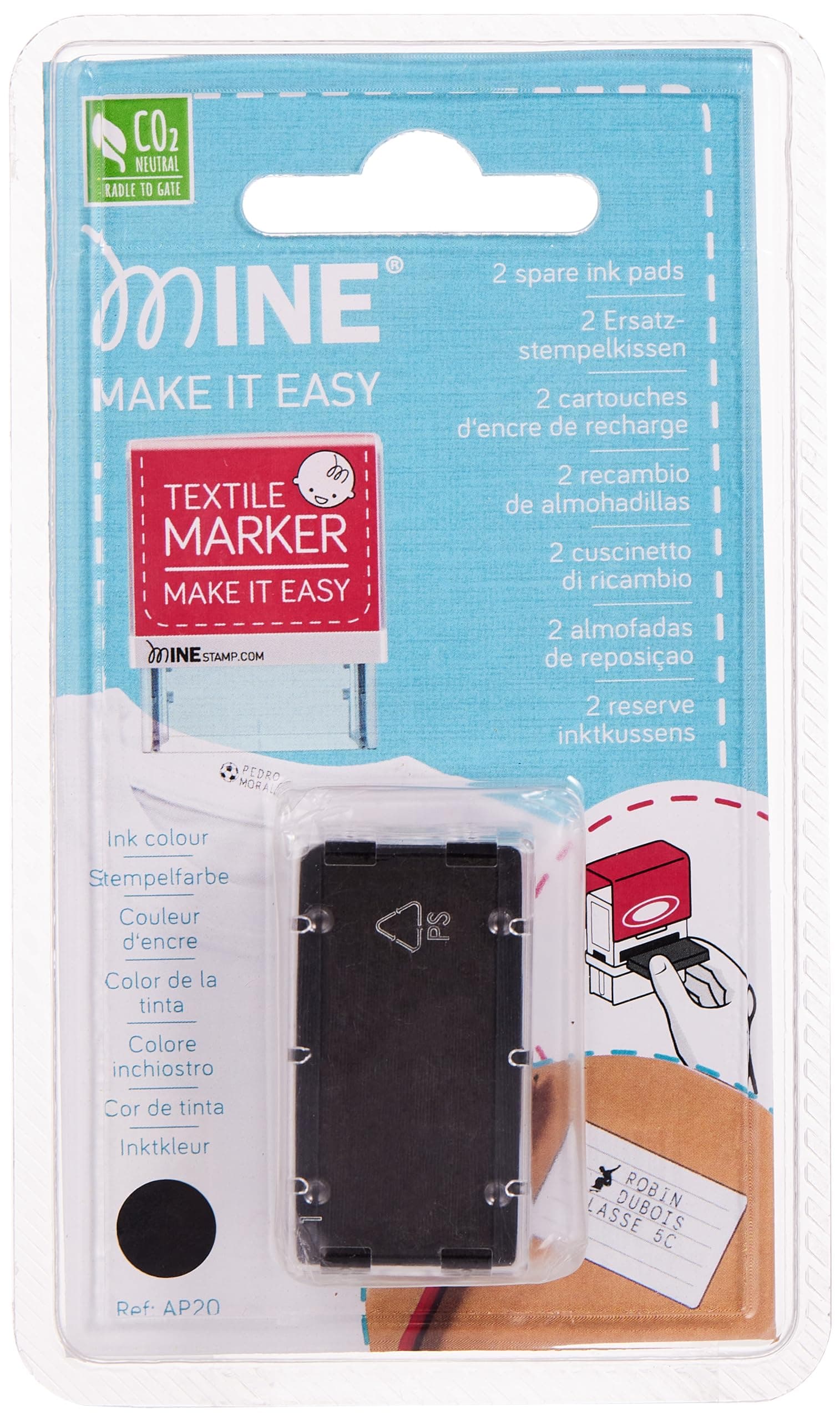 Mine Stamp Ink Refill for Mine Stamp Clothing and Bookmarks Smart | Stamp Ink | Permanent Textile Ink Cartridges | Wash Resistant | Colour Black