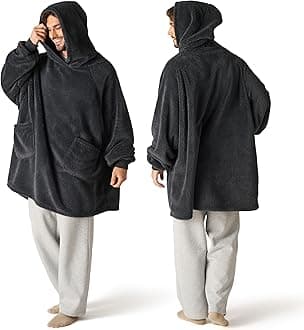 Bedsure Blanket Hoodie, Wearable Blanket Hoodie as Mothers Day Birthday Gifts for Women Men Mom Dad, Warm Cozy Hoodie Blanket Sweatshirt for Adult Women Men, Charcoal, Oversize
