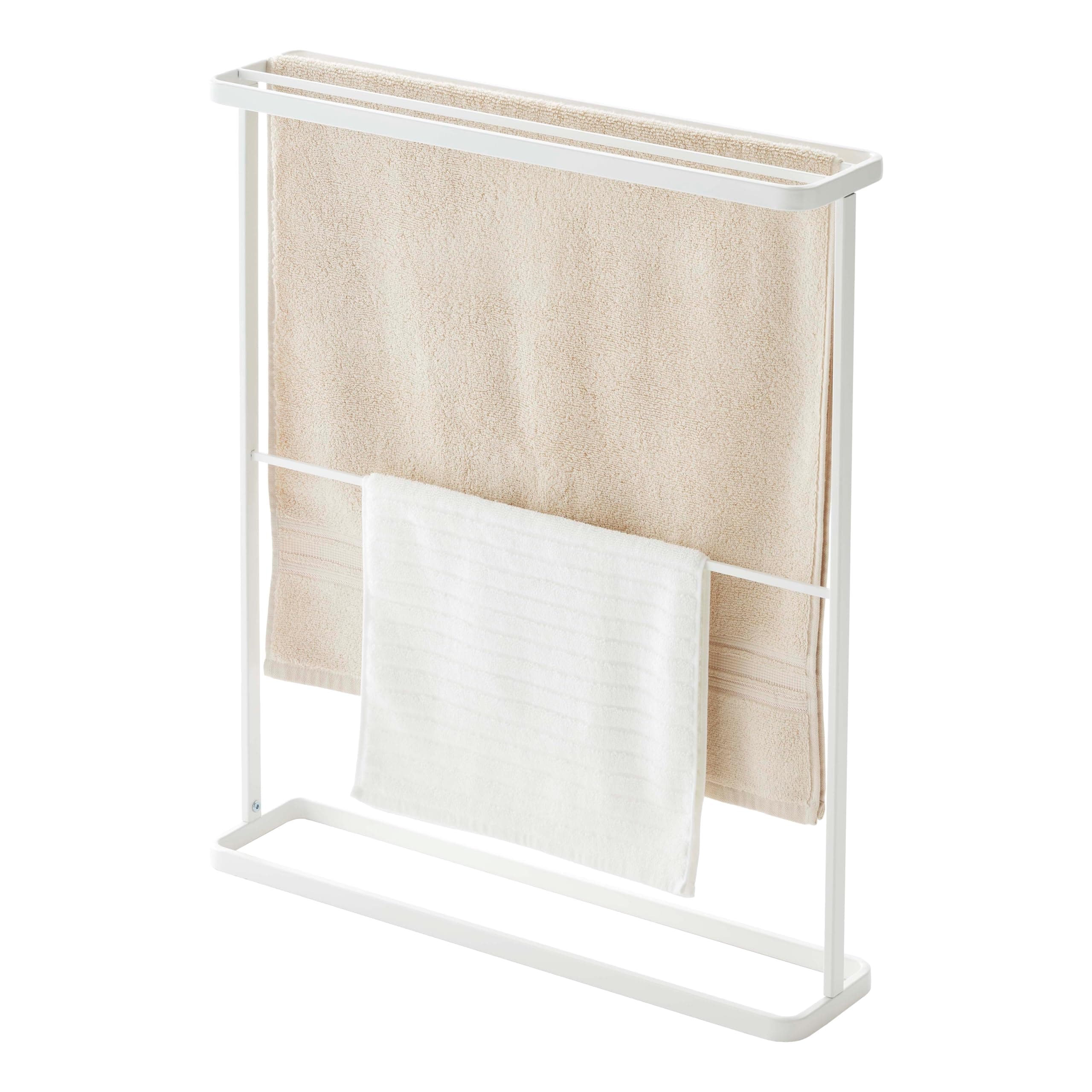 Yamazaki Home Tower Bath Towel Hanger - Bathroom Organizer Storage Holder Dry Rack, 30" - Steel - Holds Towels Up to 24.5" X 58"