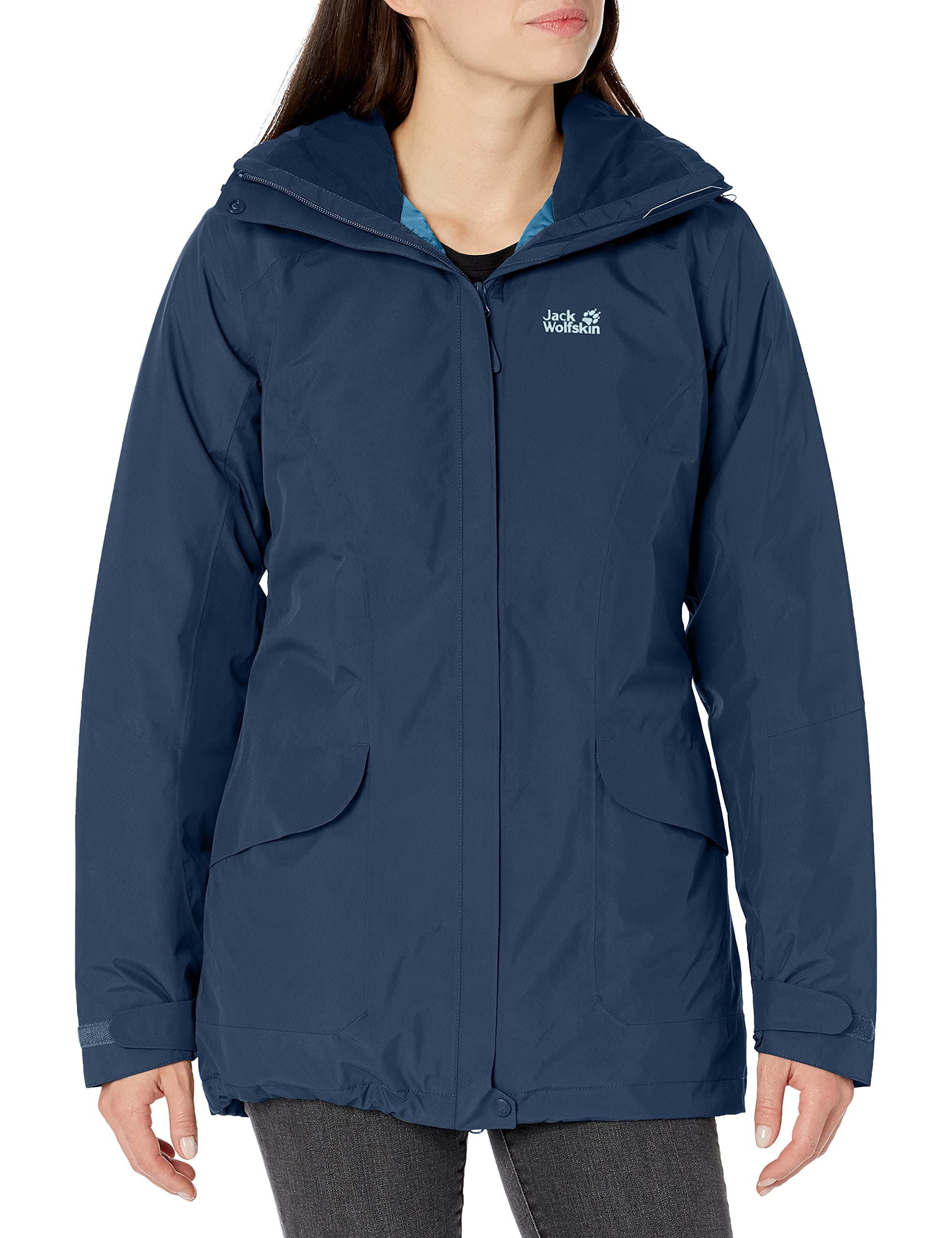 Jack Wolfskin Women's Kiruna Trail Waterproof Insulated Waterproof Rain Jacket, Midnight Blue, Medium