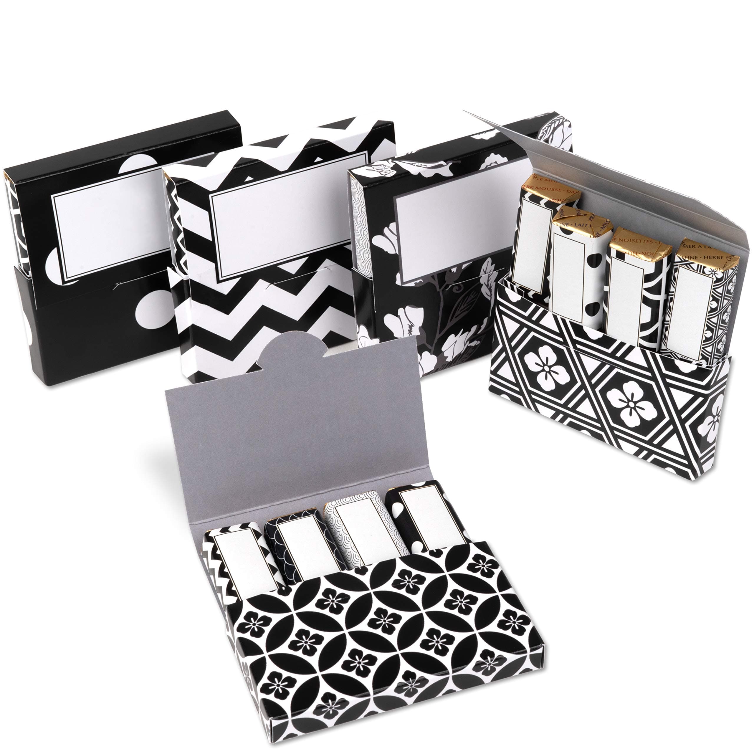 Netti Li JaeSticker Set Including Mini Boxes for Merci Chocolate - For 5 Personalised Gifts - Personal Gift Idea - Thank You Gifts (Black and White Designs)