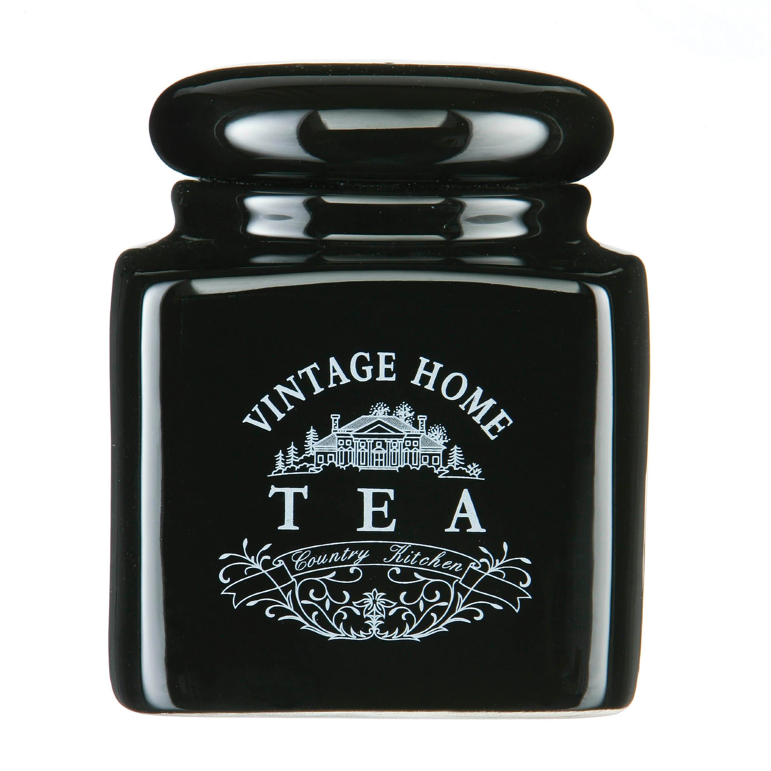 Premier Housewares Vintage Home Square Tea Jar - Black