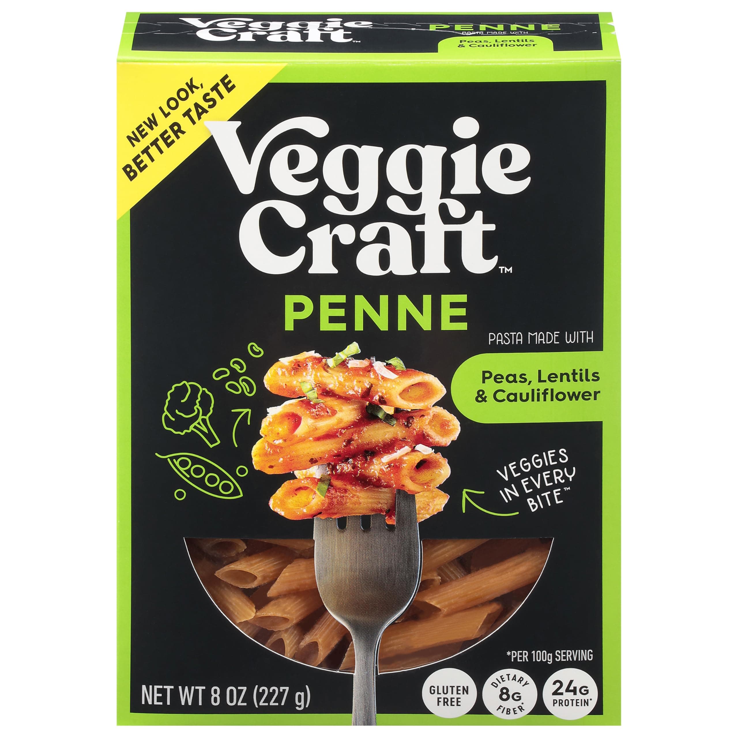 Veggiecraft Farms Penne Pasta - Low Carb, Protein Lentil Pasta w/Peas & Cauliflower, Plant Based, Keto-Friendly, Gluten Free, Vegan - 8 Oz