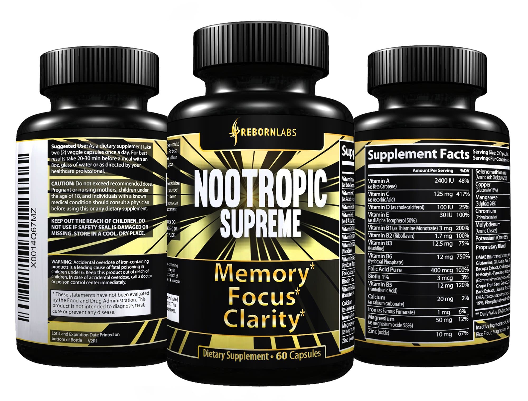 Ultra Strength Mental Performance Supplement for Memory, Focus, Clarity | with 40+ Natural Brain Boosters for Faster, Noticeable Results | Advanced Nootropic Complex Helps Brain Function