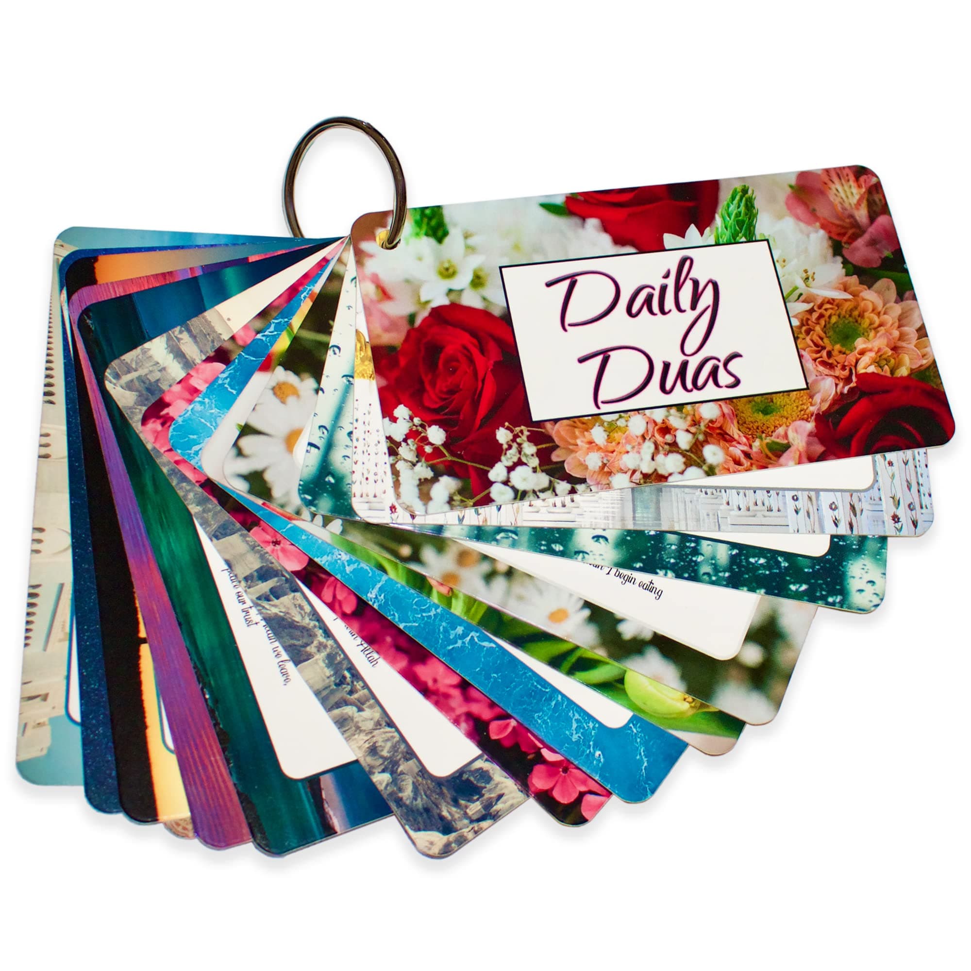 15 Islamic Daily Dua Cards (1 Set) // Islamic gifts for kids and adults, Glossy sturdy cardboard, Various daily Quran english translation duas, Ramadan Gift Eid Gift, Sadqah Jariya gift (7.5cm x 13cm)