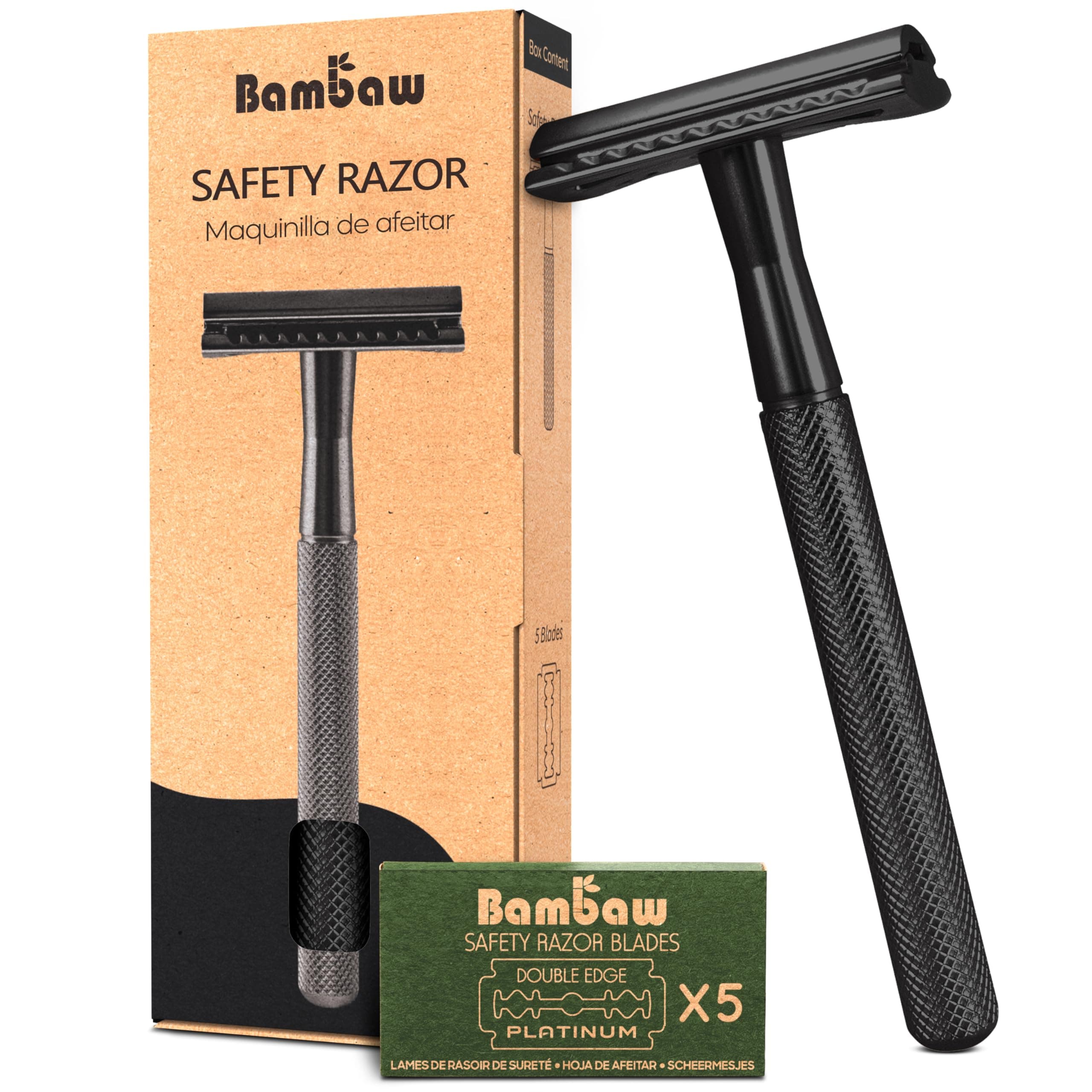Metal double edge safety razor black
