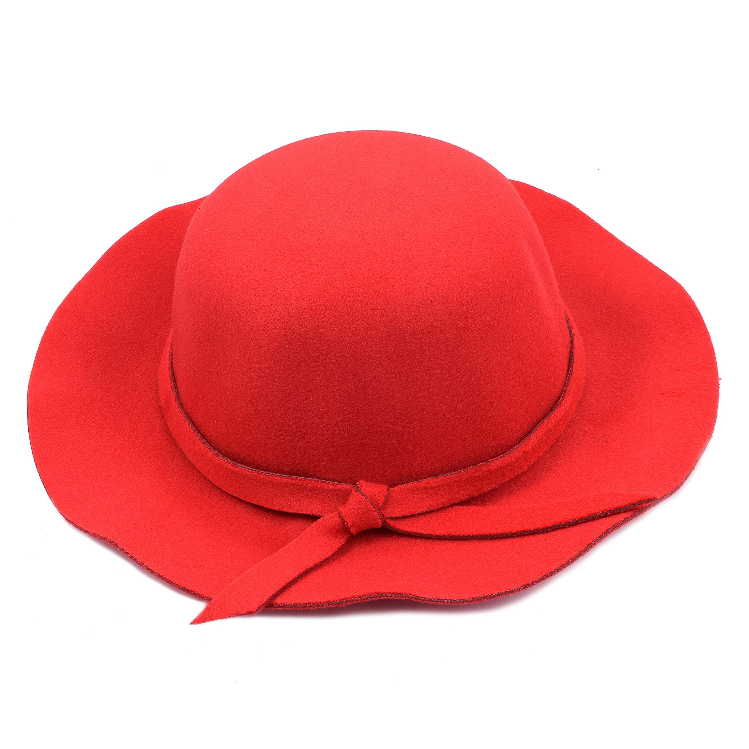 Kids Girls Vintage Wool Blend Wide Brim Felt Bowler Cap Floppy Hat Sun Hat