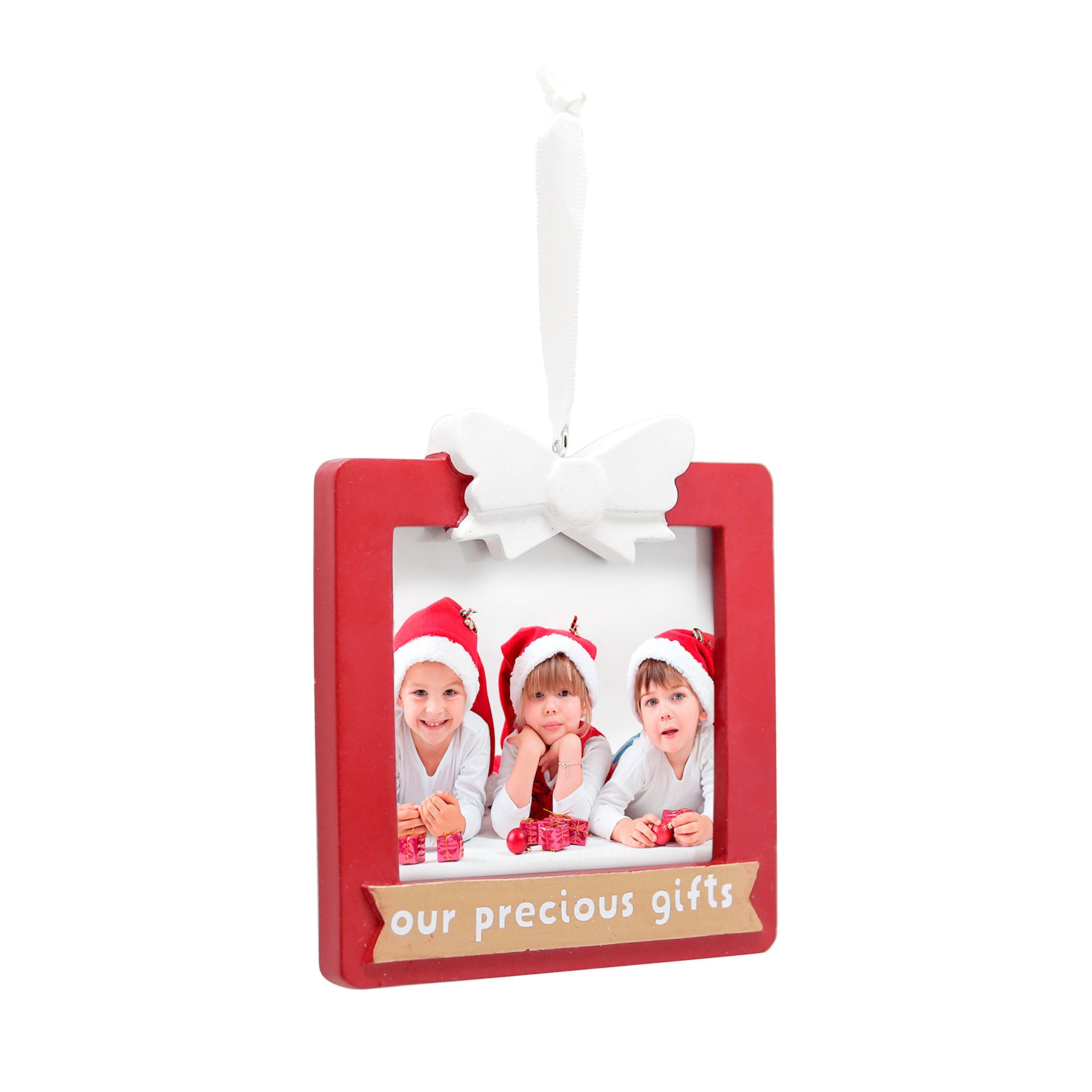 Tiny Ideas Out Precious Gifts Family Holiday Keepsake Photo Ornament, Great Christmas Ornament Gift for Parents, Red