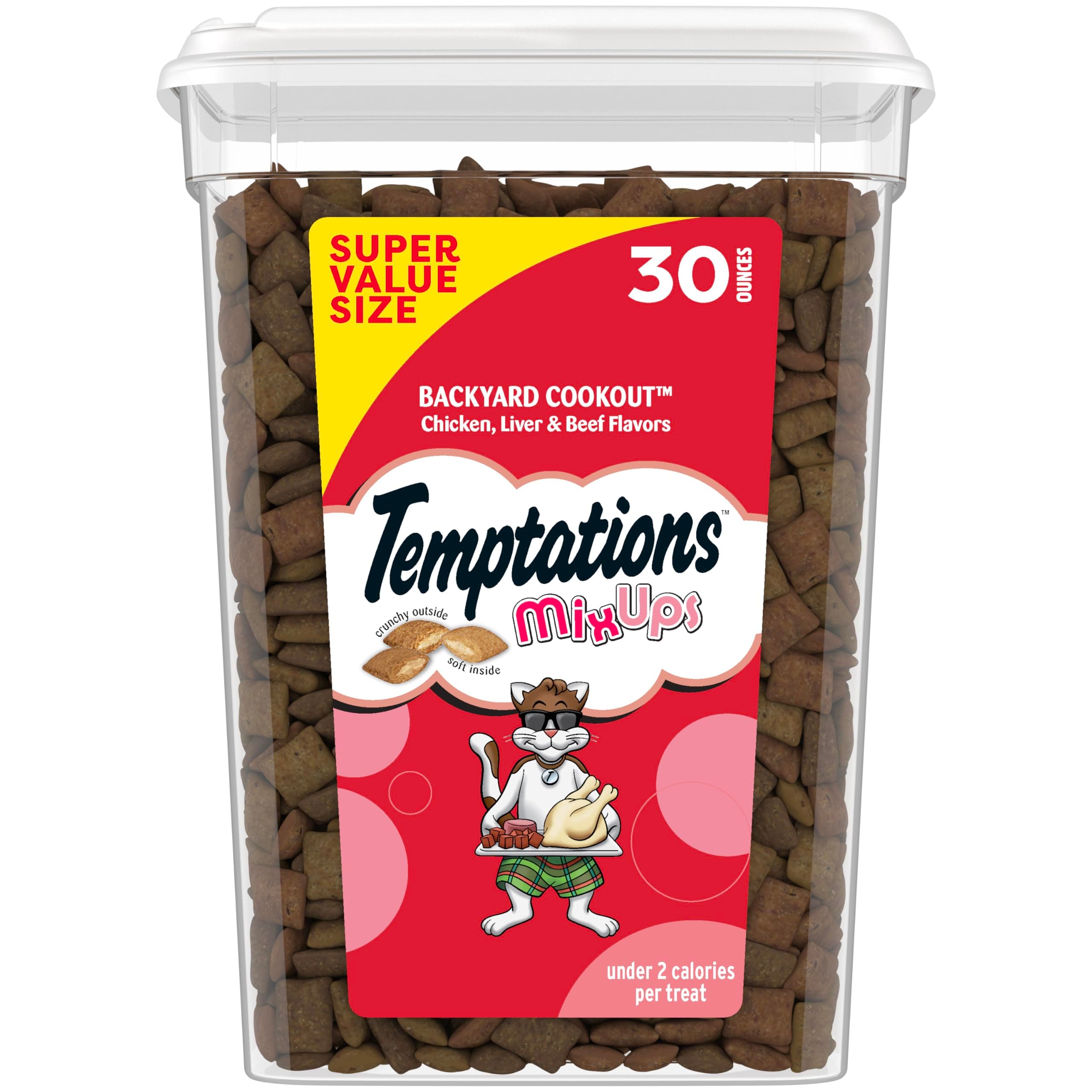 TEMPTATIONS MixUps Cat Treats BACKYARD COOKOUT Flavor, 30 oz. Tub