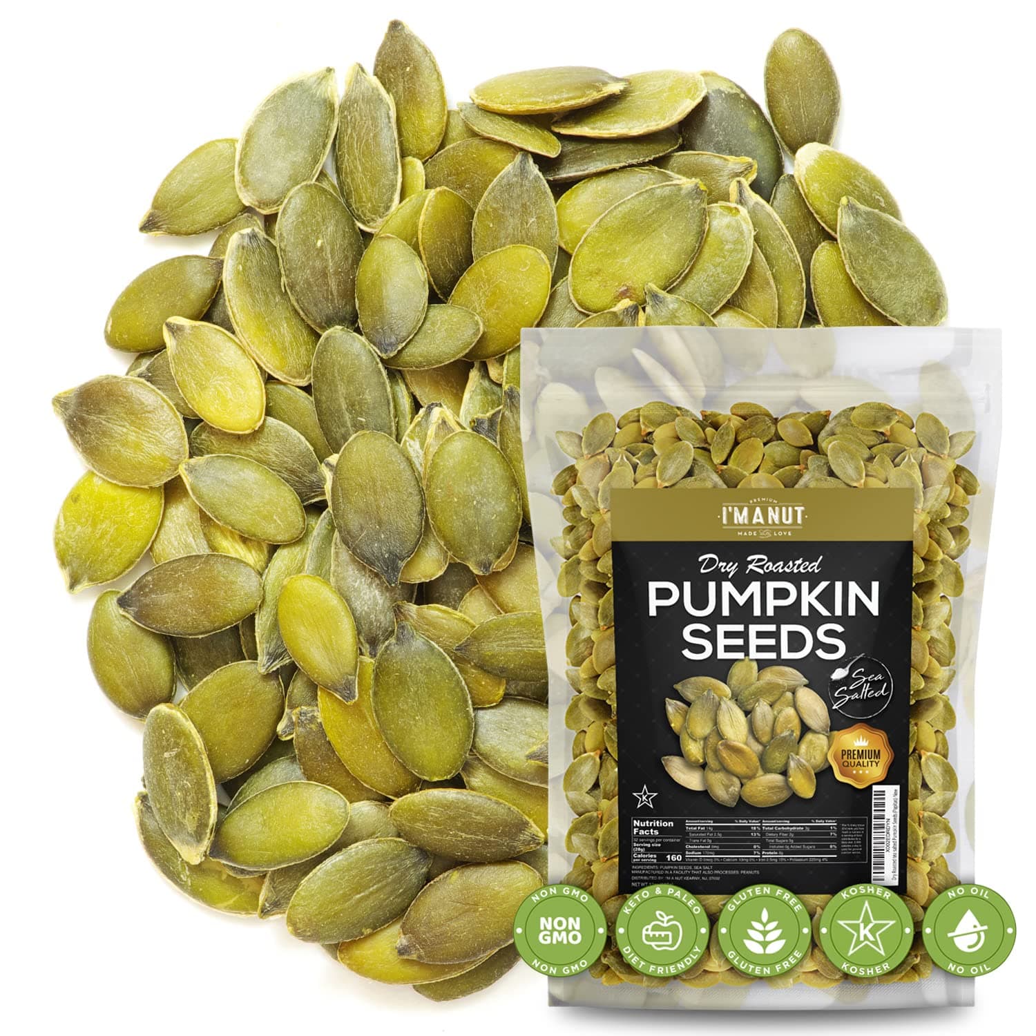 Oven Toasted Pumpkin Seeds with Sea Salt (Papitas) 48 oz (3 lb) Batch Tested Gluten & Peanut Free | No Oils | No PPO | Non GMO | Vegan and Keto Friendly | Premium Quality