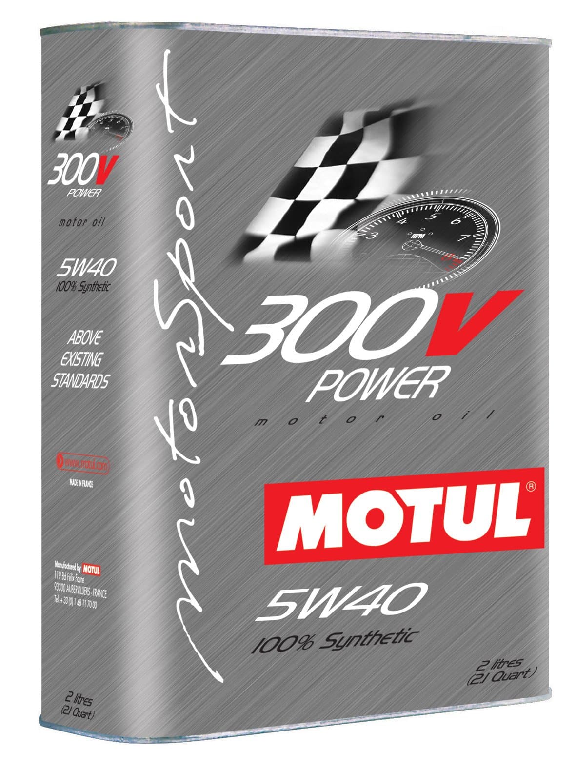 Motul 3601M8 Power 5W-40 300V Racing 100 Percent Synthetic Double Ester Technology Lubricant for Racing Cars - 2 Liter