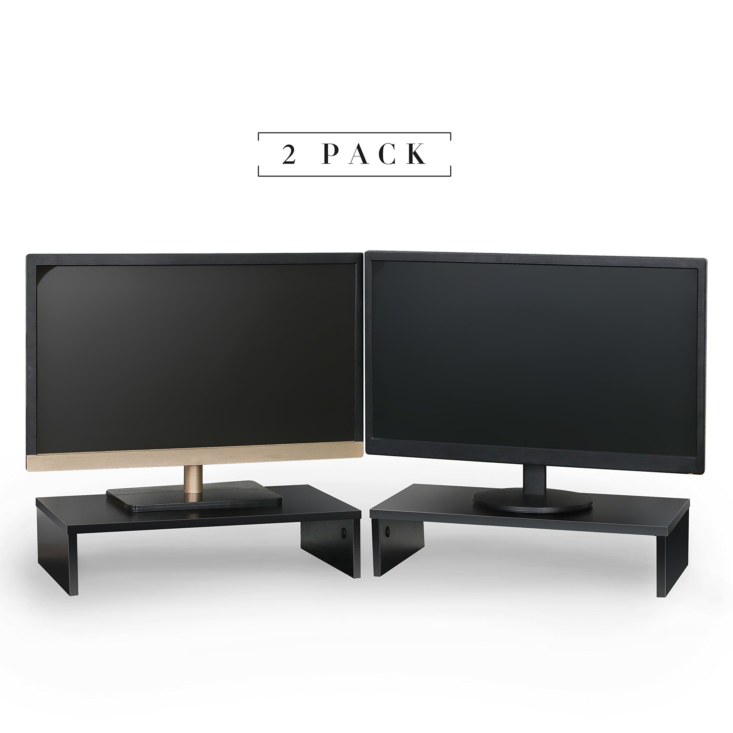 Full Black Monitor/Screen Stand, PC Monitor/Laptop Riser,2 Packs