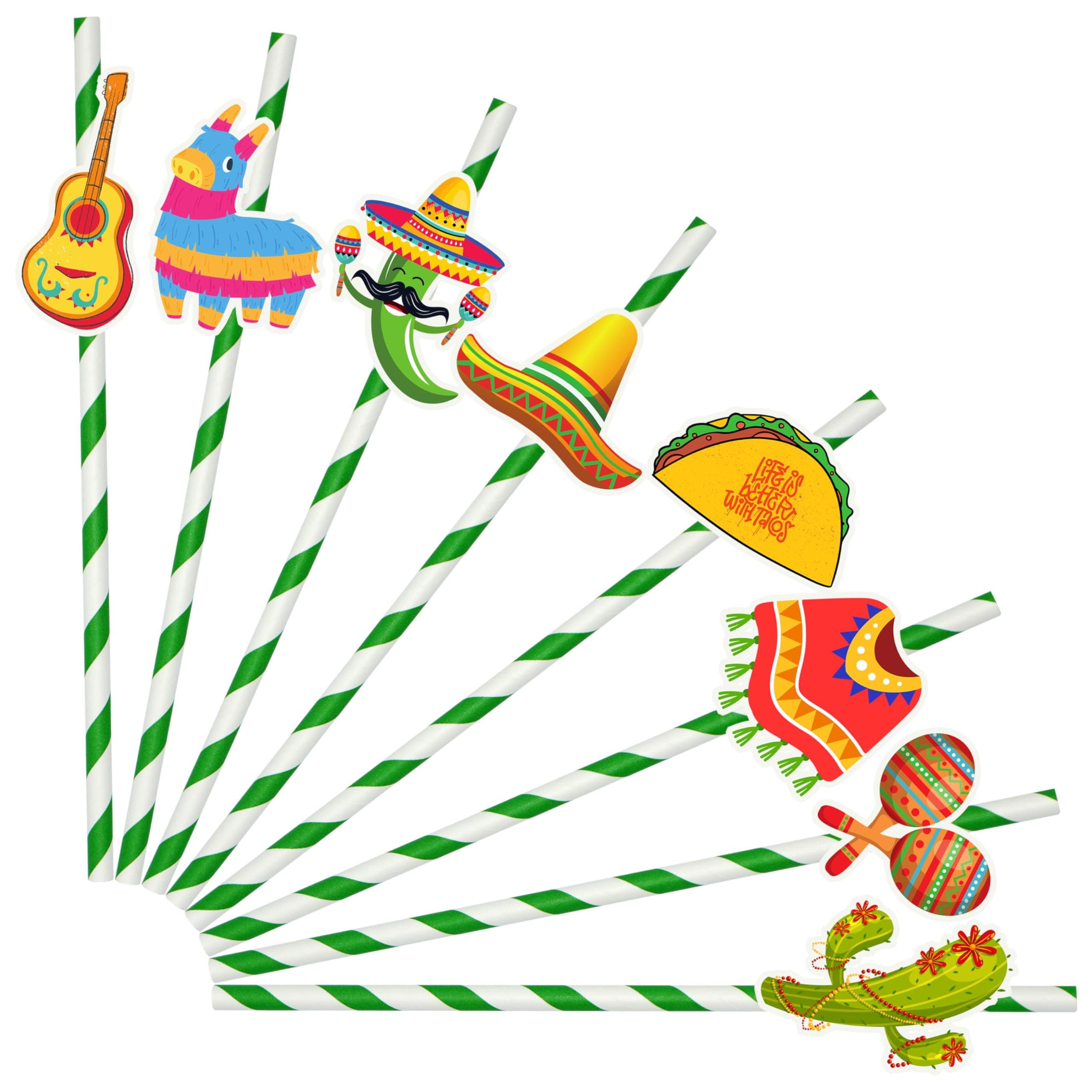 4E's NoveltyKids Fiesta Party Drinking Straws for Fiesta Cinco De Mayo Fiesta Party Favors Paper STraws Bulk Taco Tuesday Mexican Party Supplies Decoration - Pack of 28