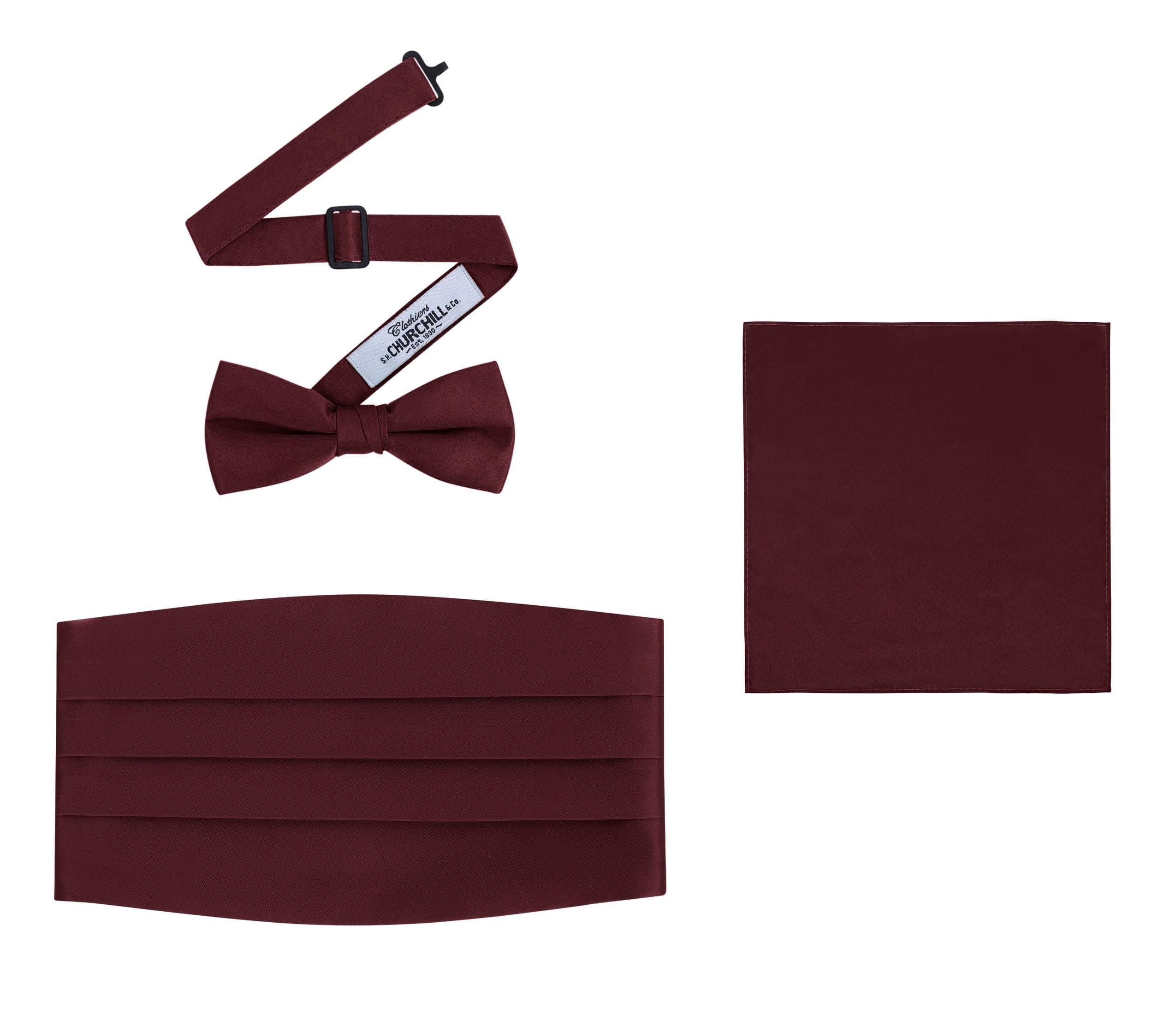 S.H. Churchill & Co.Men's 3 Piece Formal Accessory Set with Bow Tie, bund & Pocket Hanky