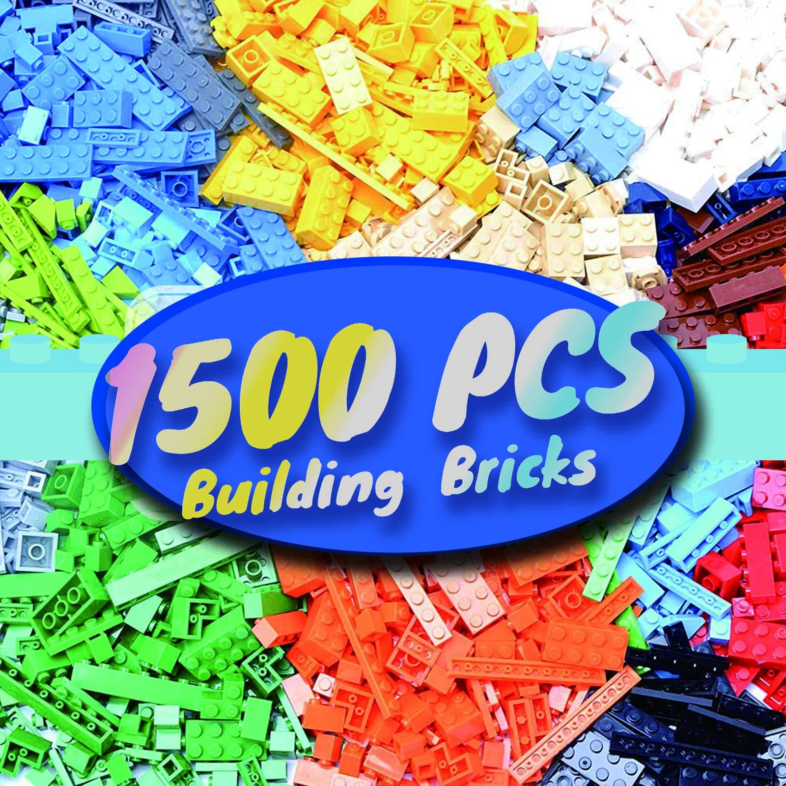 1500 Piece Building Blocks, Compatible with All Major Brands, Ages 3-7, 1500 Pieces