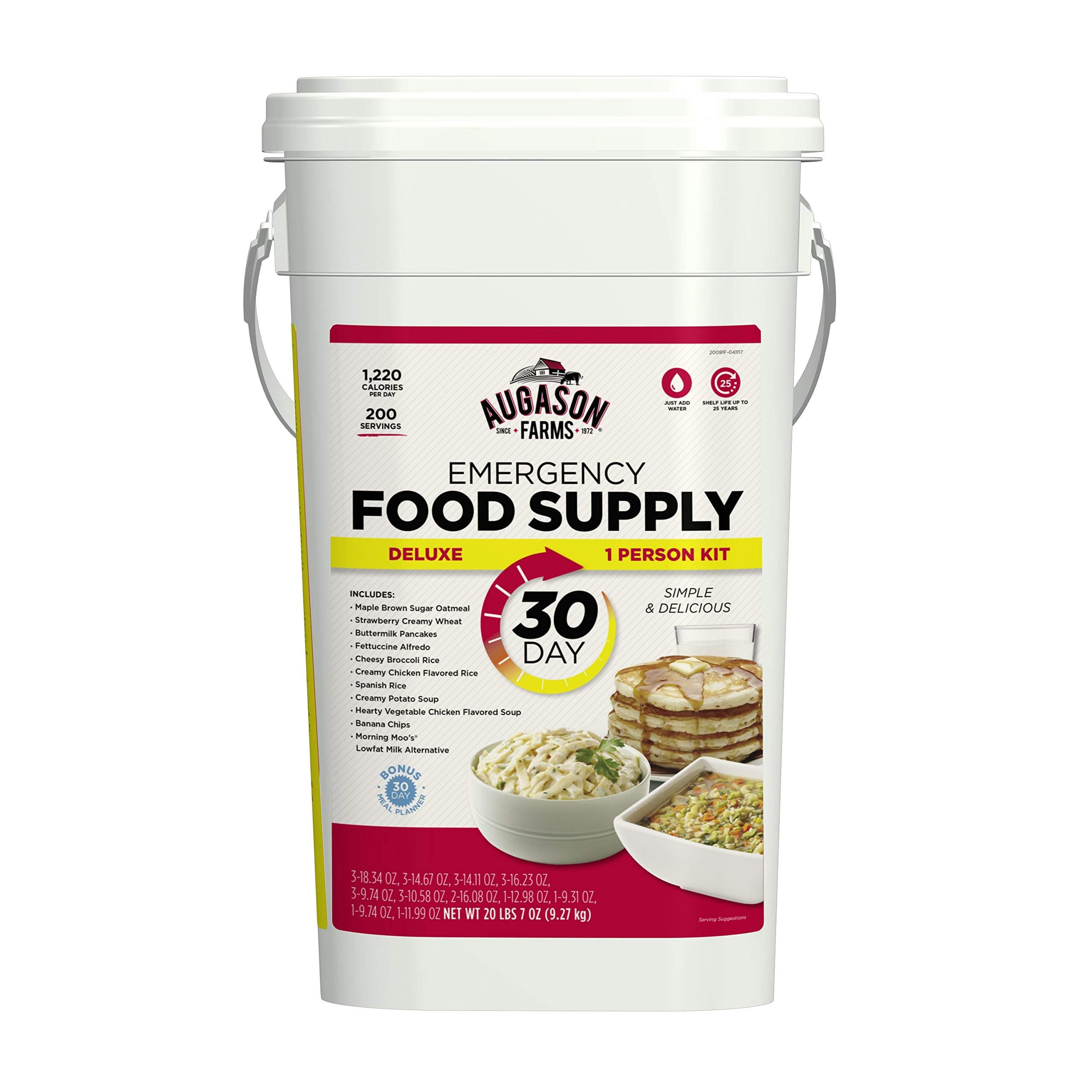 Augason Farms Deluxe 30-Day Emergency Food Supply, 200 Servings, Package/Color may vary