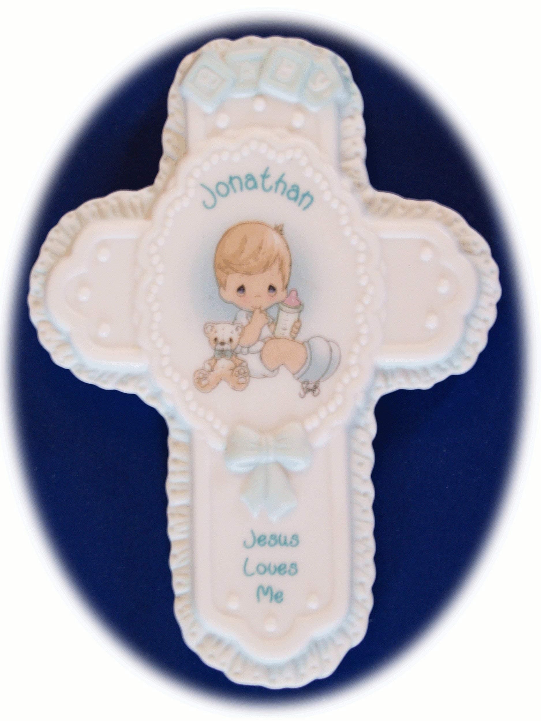 Jesus Loves Me Personalized "Jonathan" Porcelain Wall Cross