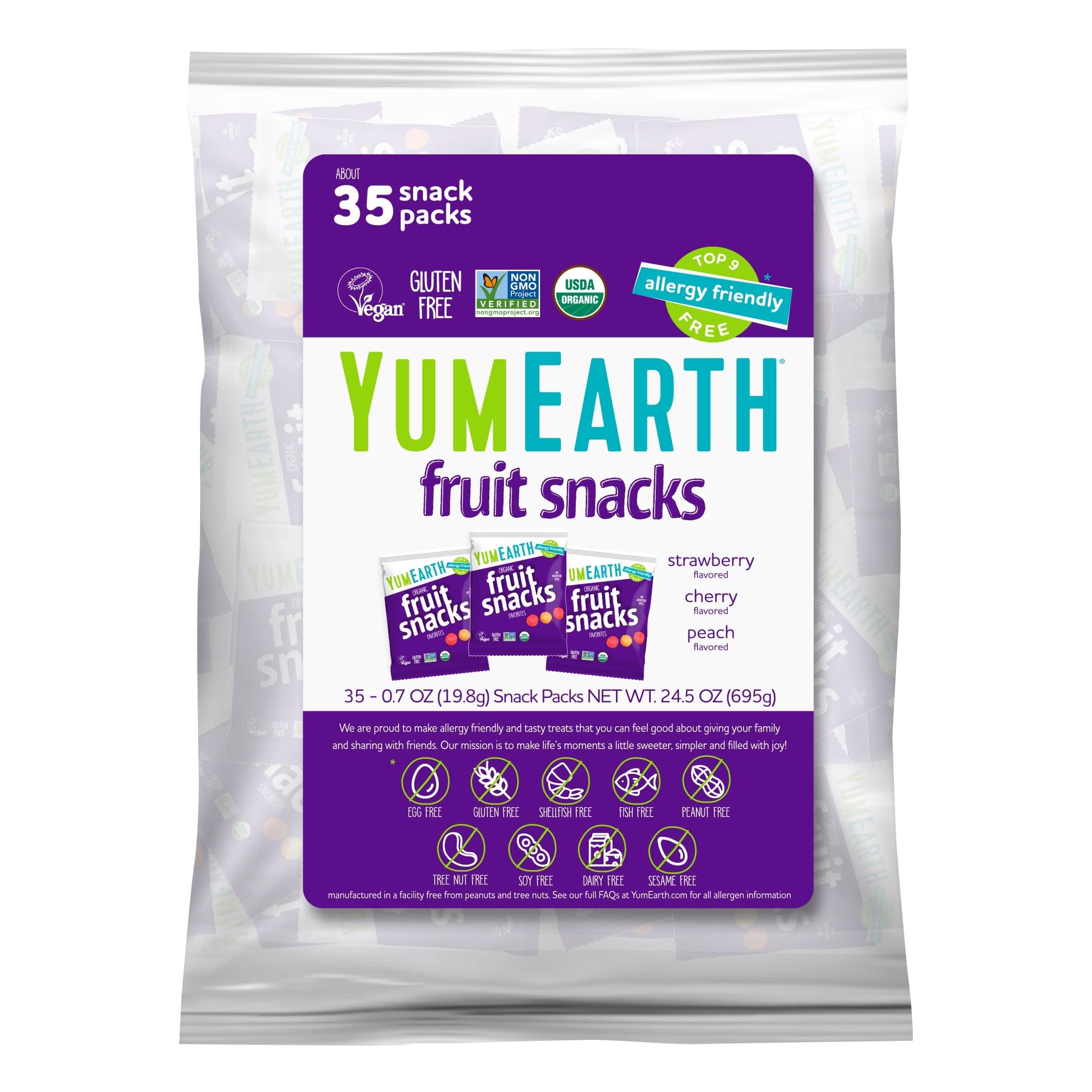 YumEarth, Organic Fruit Snacks, Favorites, 35 Snack Packs, 0.7 oz (19.8 g) Each