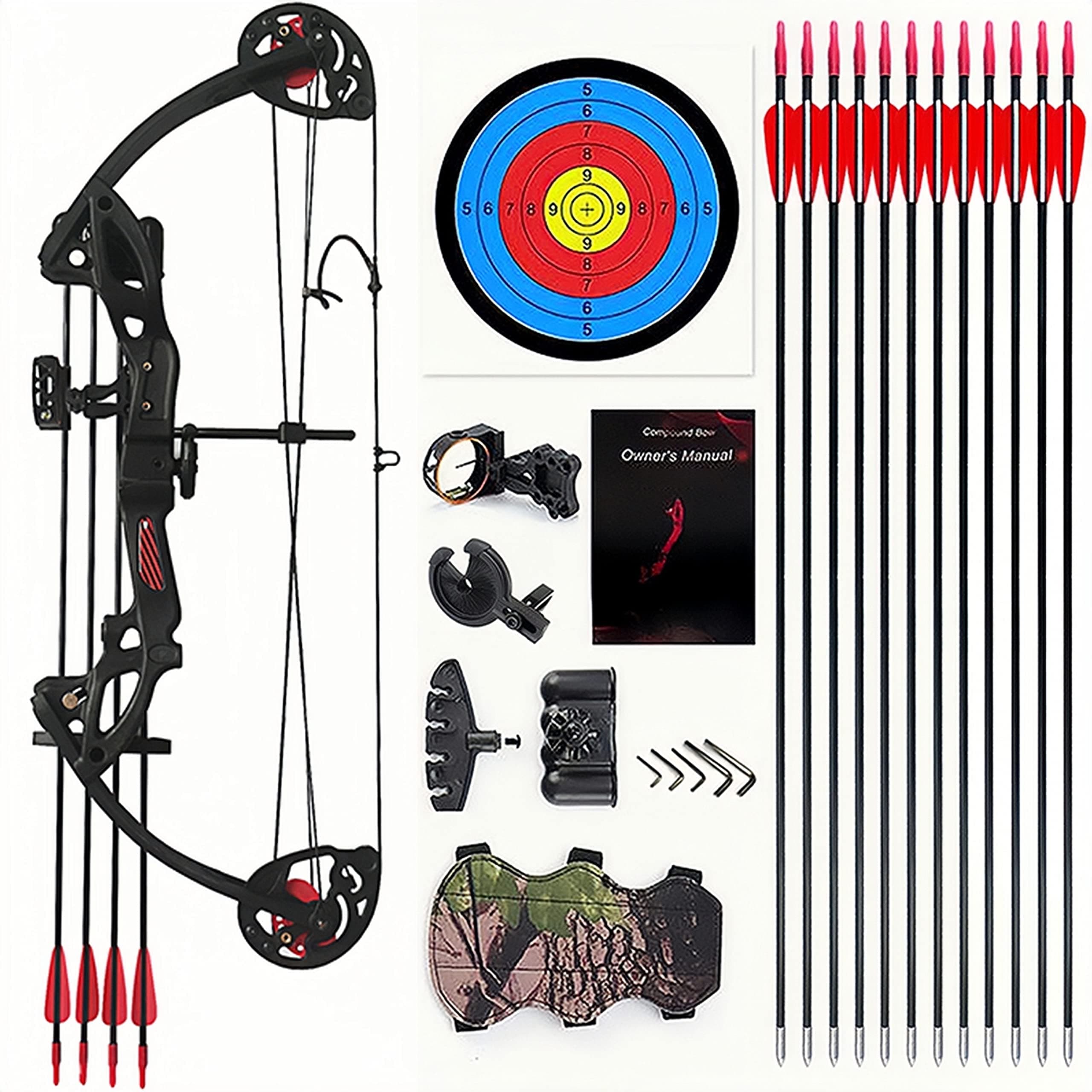 Lanneret Compound Bow Arrow Youth & Beginner Archery Compound Bow 15-29 Right Hand Drawweight