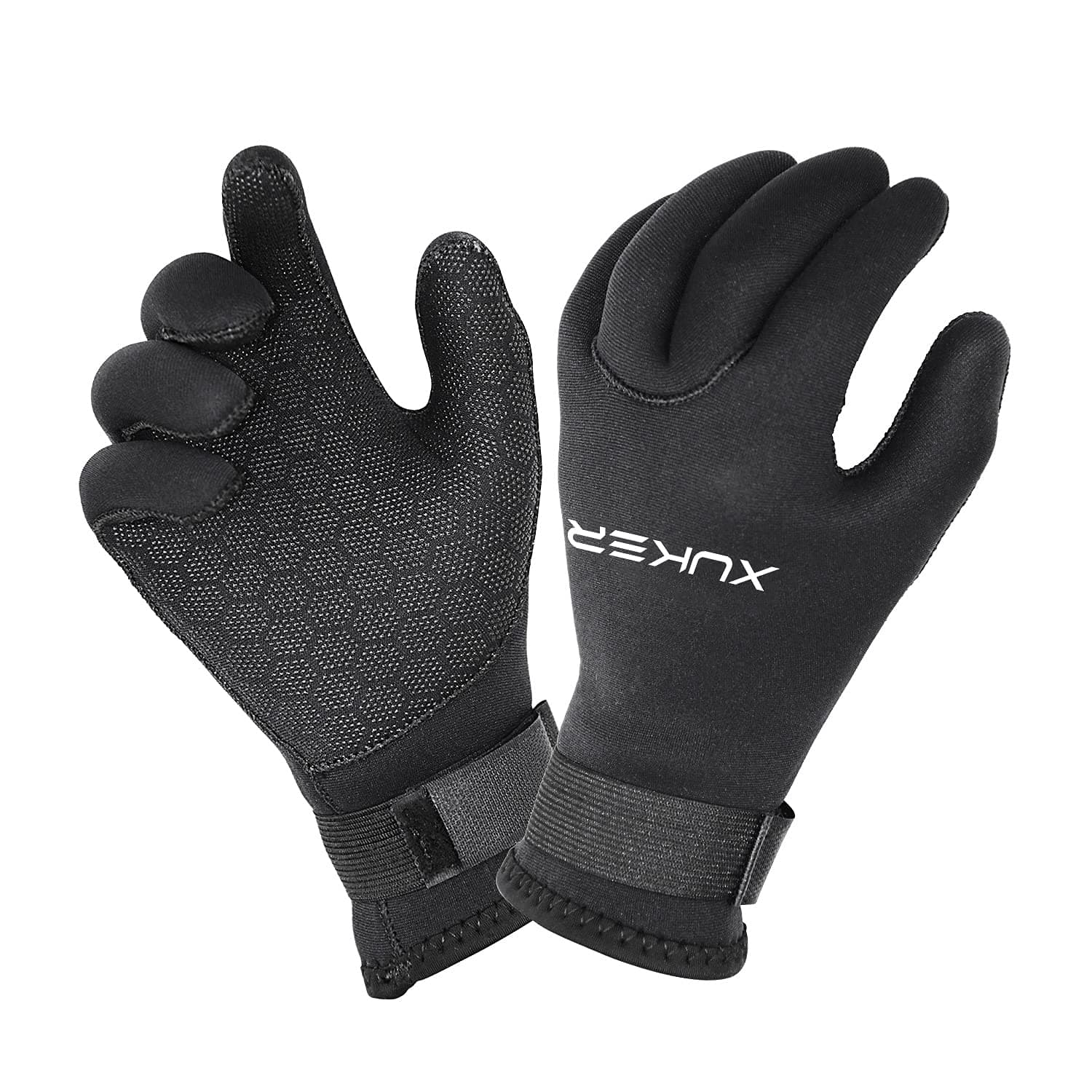 XUKERWater Gloves, 3mm & 5mm Neoprene Five Finger Warm Wetsuit Winter Gloves for Scuba Diving Snorkeling Surfing