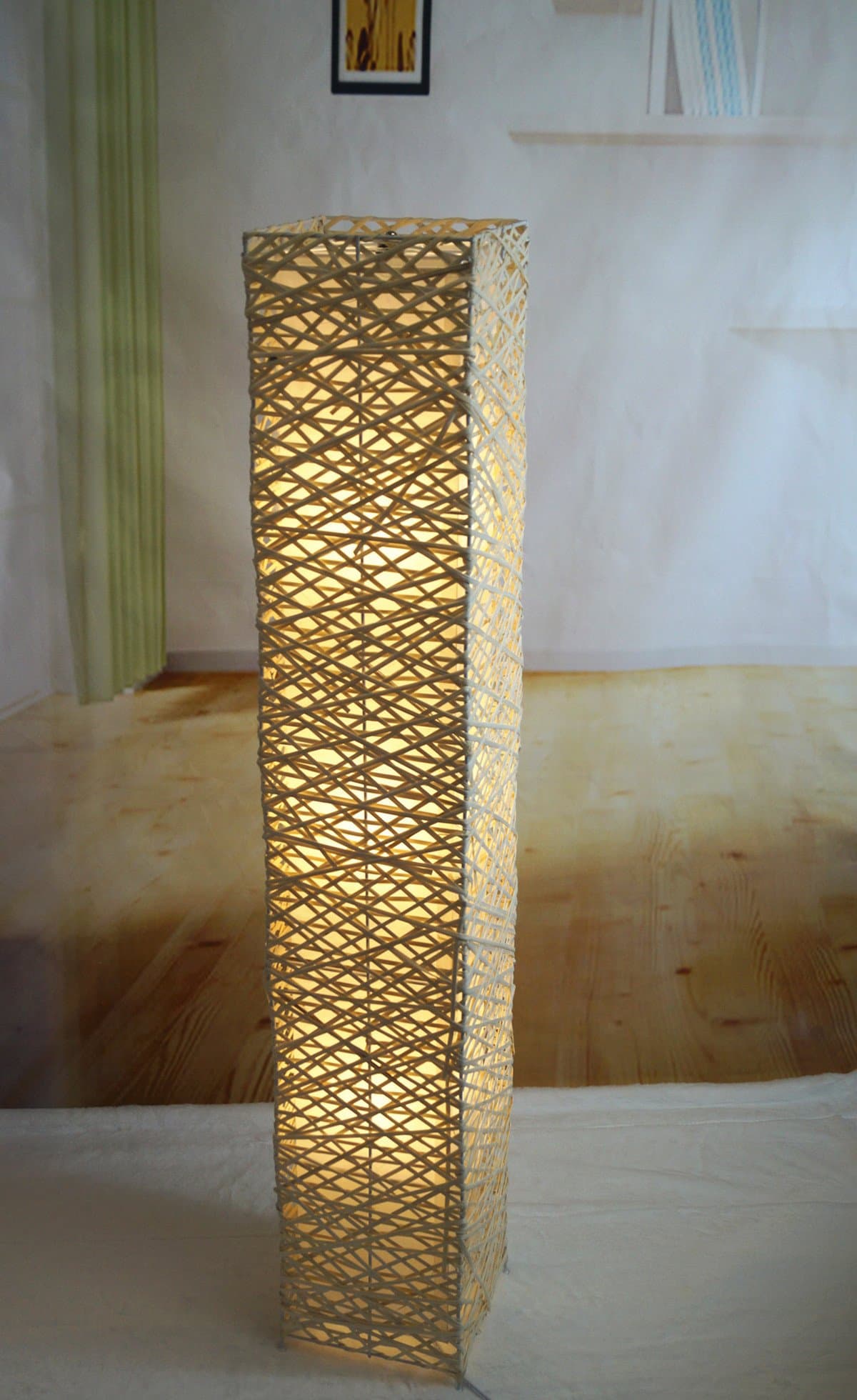 Handmade bamboo rectangle Floor Lamp Tku008l Modern Contemporary Decor Lighting Living Family Bedroom