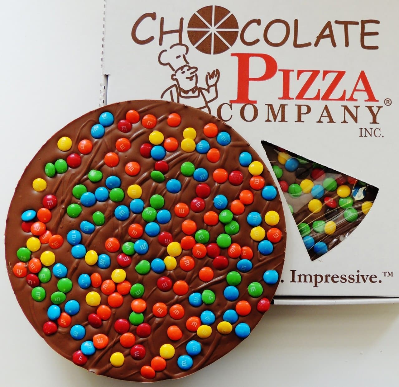 Chocolate Pizza (16 oz, 10") - candy topped, made in USA