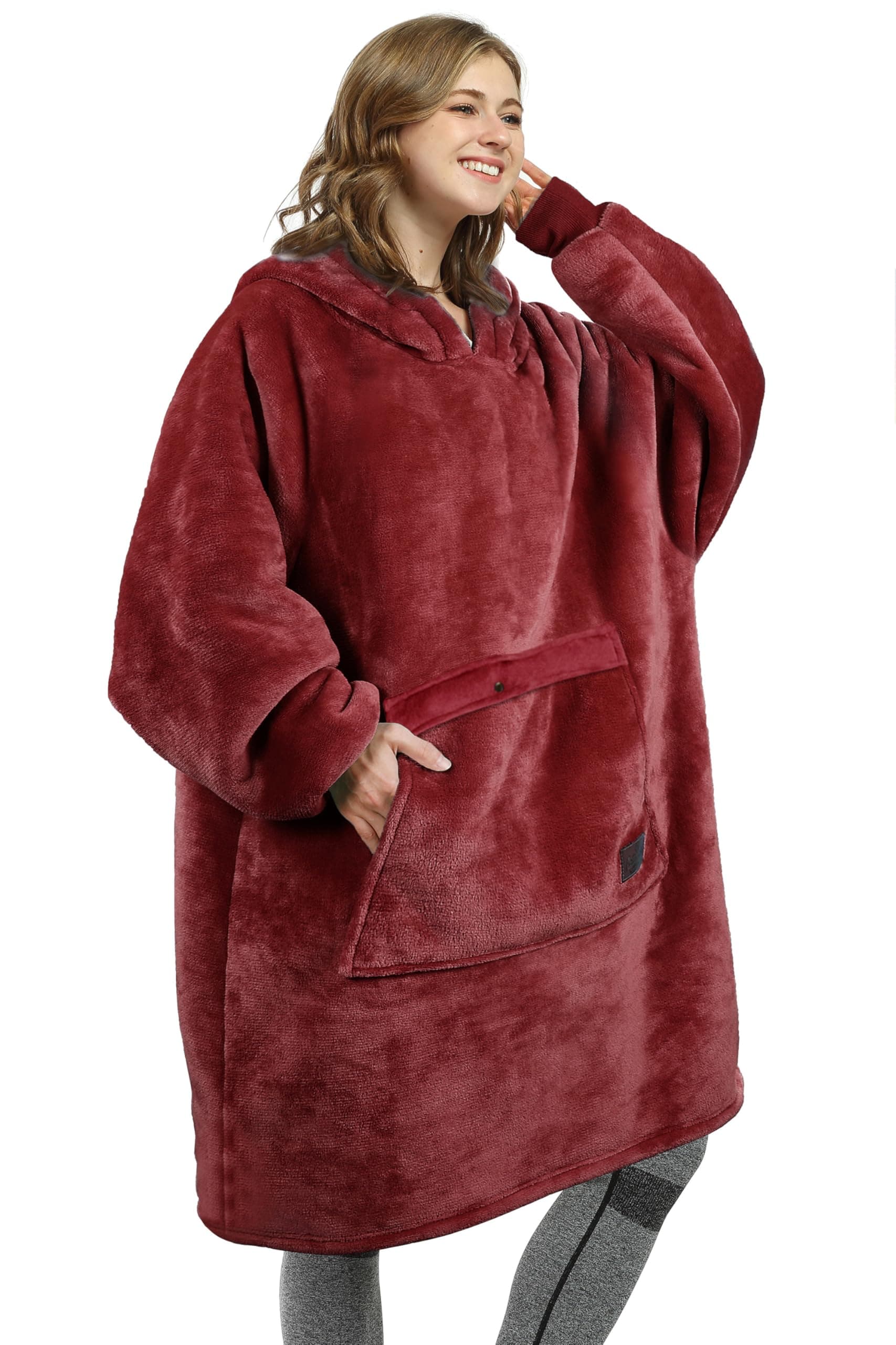 Oversized Blanket Hoodie Sweatshirt, Wearable Sherpa Lounging Pullover for Adults Women Men