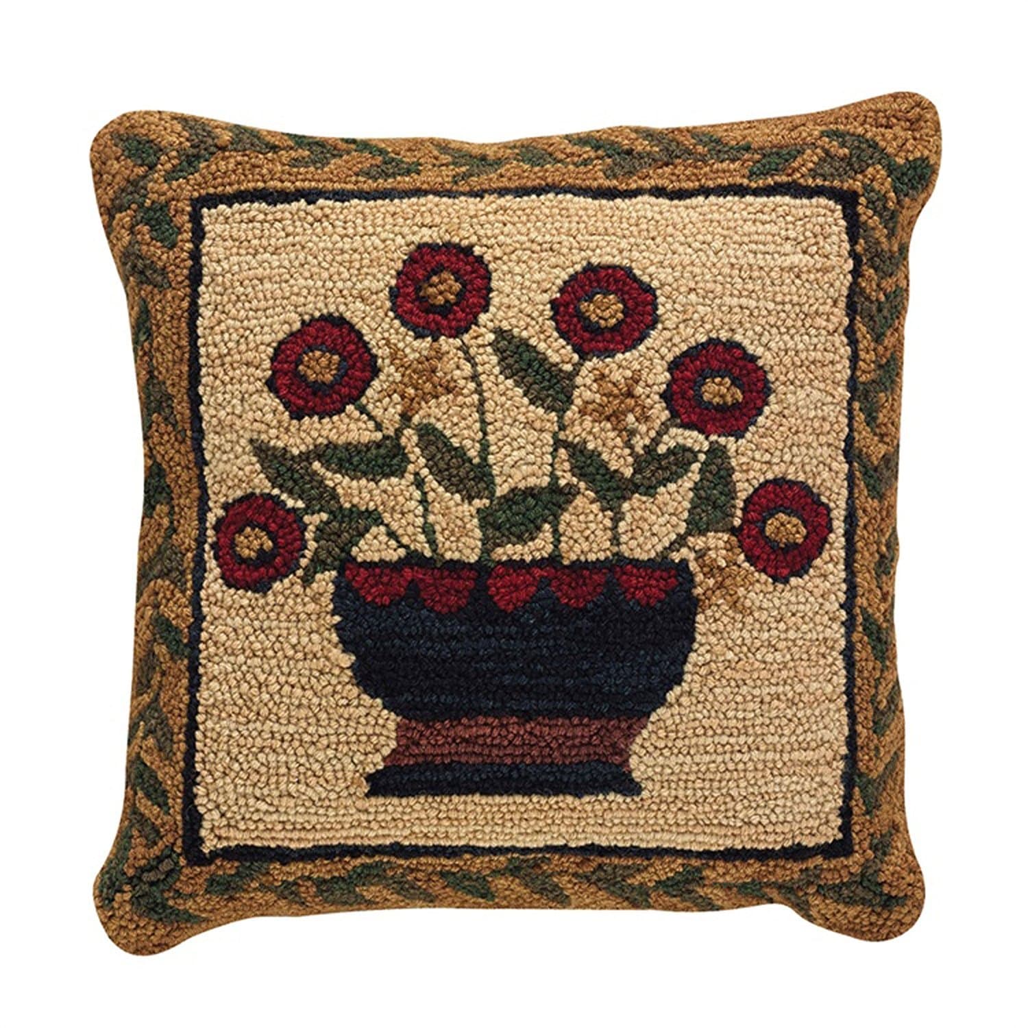 Park Designs Flower Basket 18" Hooked Pillow Cover