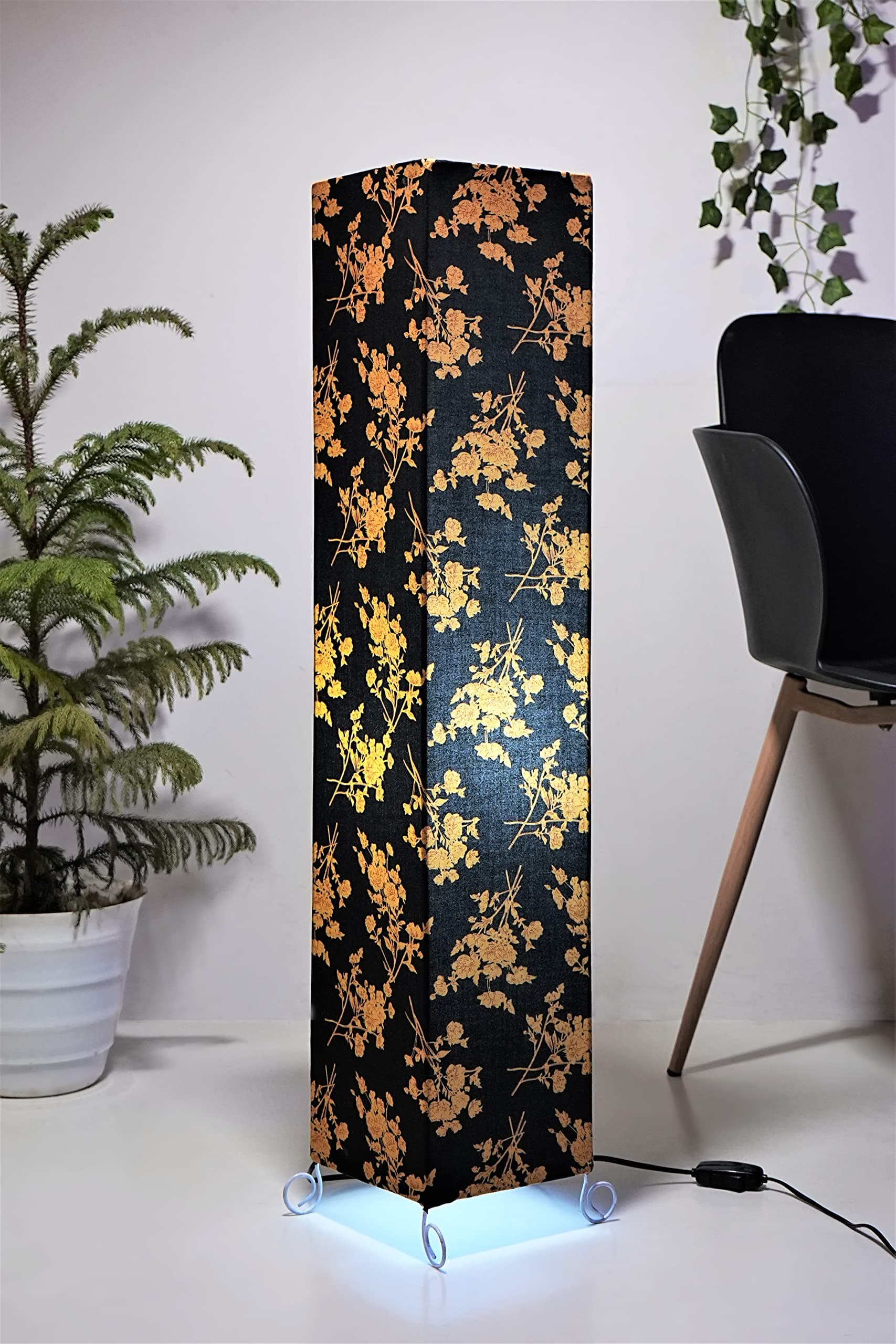 THE LIGHT SHADOW Cotton Fabric Floor Lamp for Bedroom's Desk Lamp for Living Room, Bed Room, Office Night Stand Dimmable Room Corner Lamp for Room (Brown)