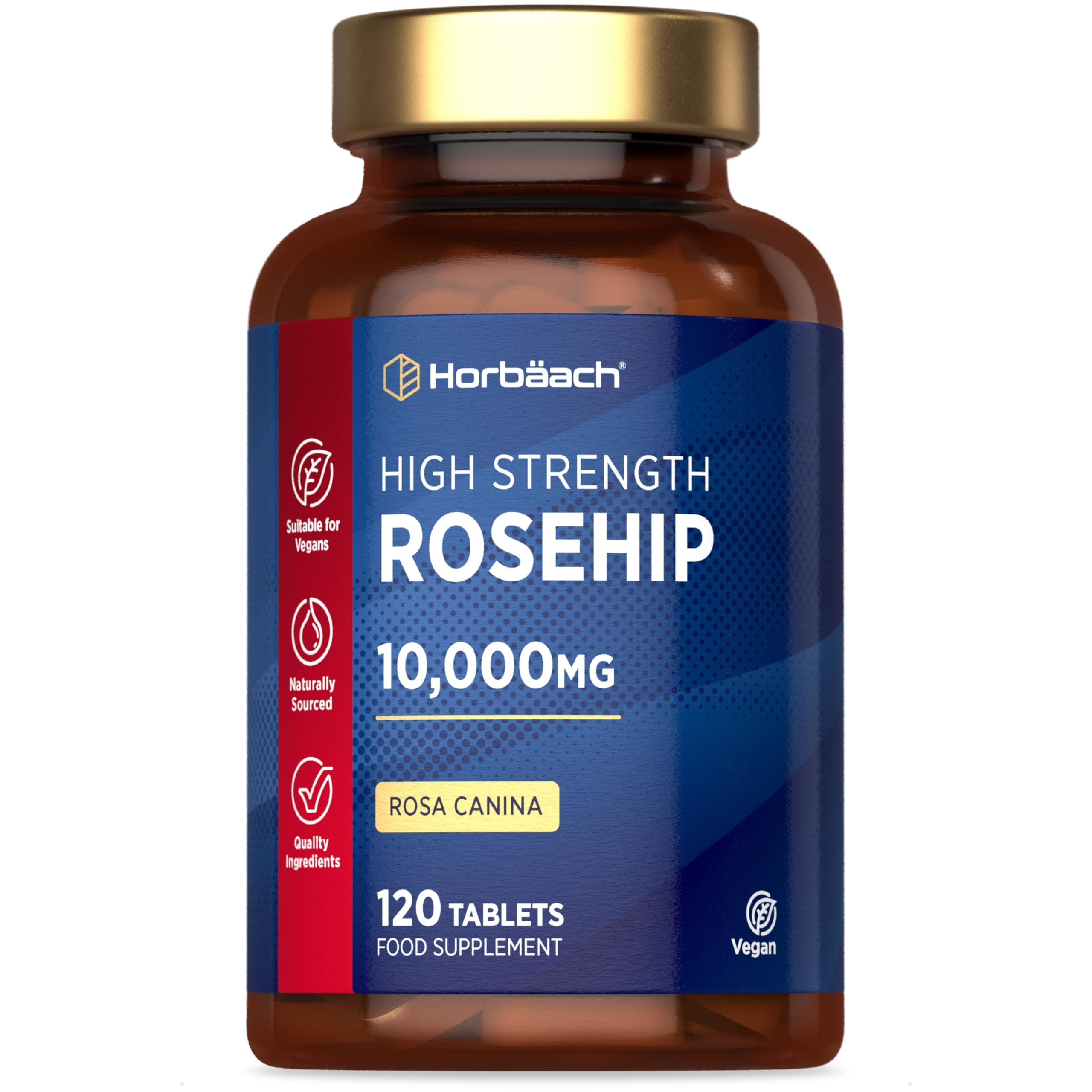 Horbäach Rosehip 5000mg | 120 Vegan Tablets (4 Months Supply) | Joint Support Supplement | One-A-Day Formula for Men & Women | High Strength Tablets (Not Capsules) Non-GMO, Gluten Free