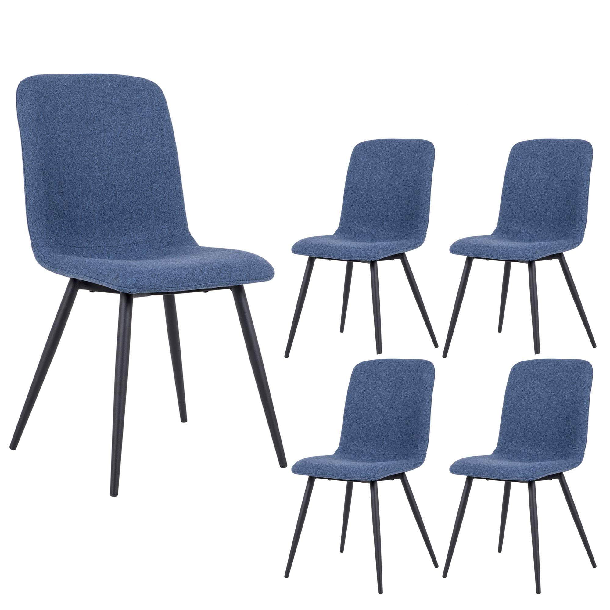 DAGONHIL Dining Chairs for Kitchen,Elegant Velvet Back and Cushion,Mid Century Modern Side Chairs with Sturdy Metal Legs Set of 4 (Blue)