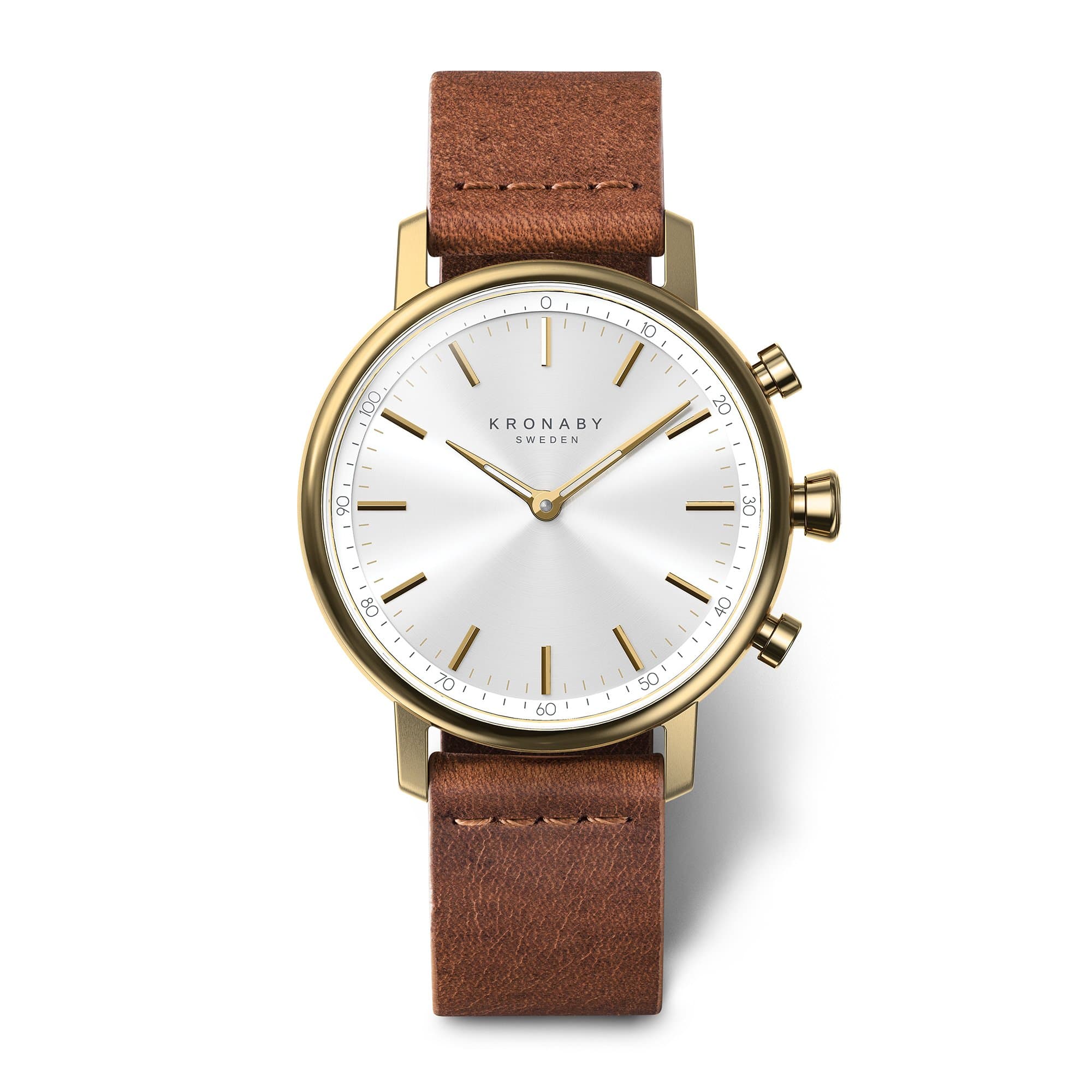 KronabyS0717/1 Ladies Brown Carat Hybrid Smartwatch, Gold, strap