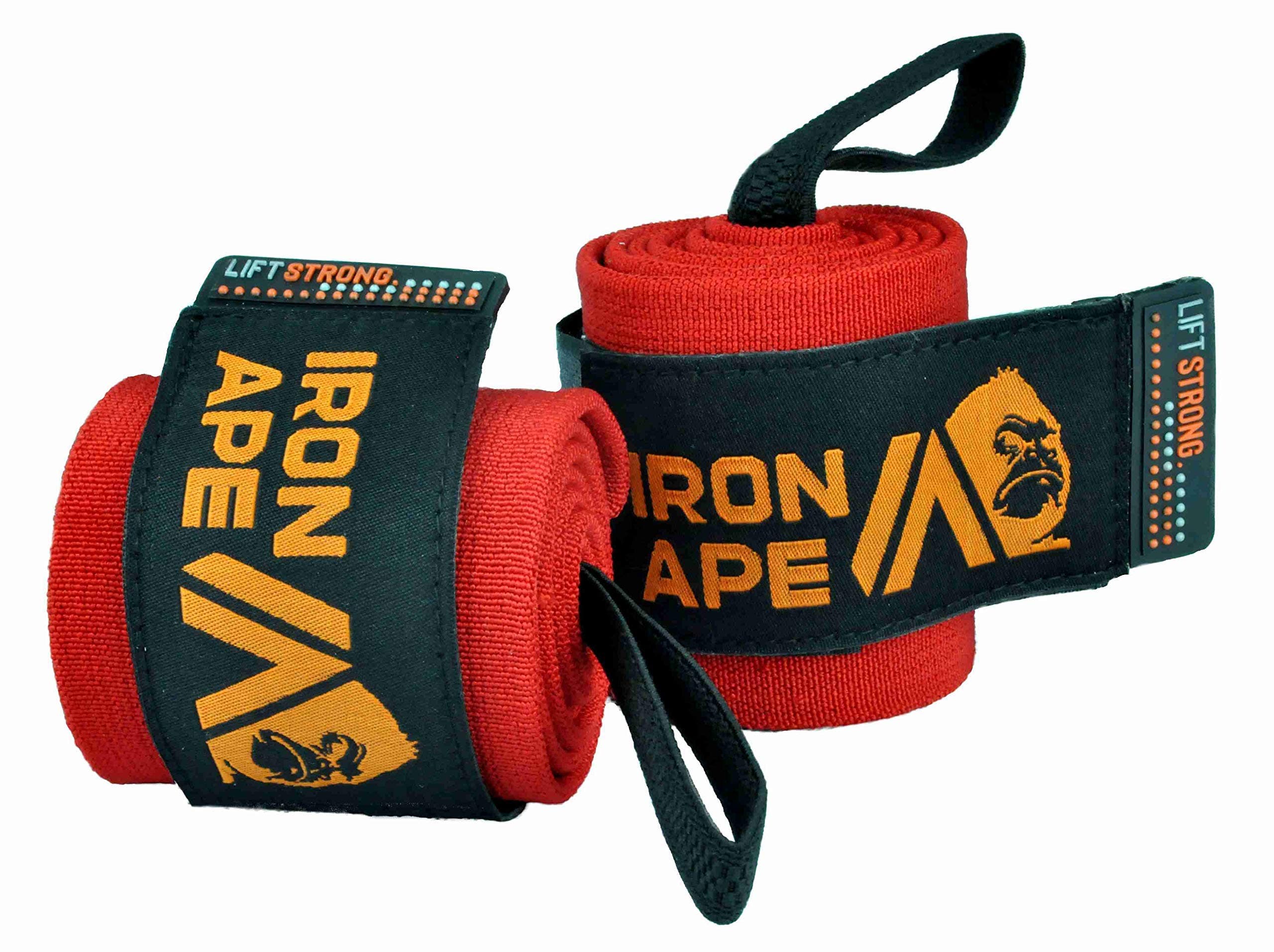 IRON APE Professional Grade Wrist Wraps, 18", 24" & 34" Versatile Twin Thumb Loop Design for Powerlifting, Weight Lifting, and Bodybuilding. Weightlifting Wrist Support for Men and Women.