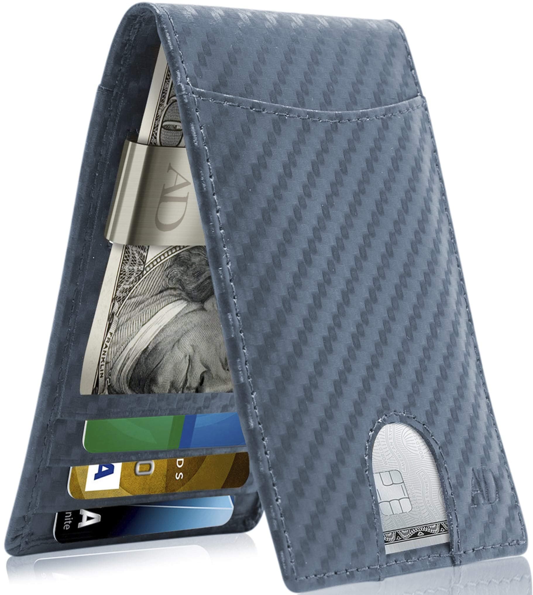 Access Denied Men's Leather Carbon Fiber Wallet