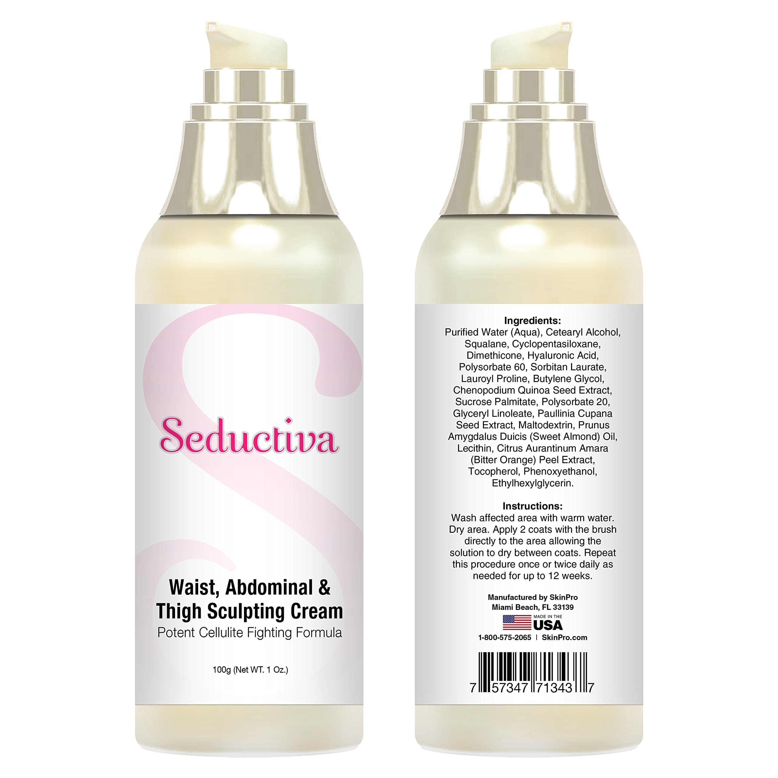 SkinPro Seductiva Waist, Abdominal & Thigh Sculpting Cream | Potent Cellulite Fighting Formula | Body Slimming & Firming