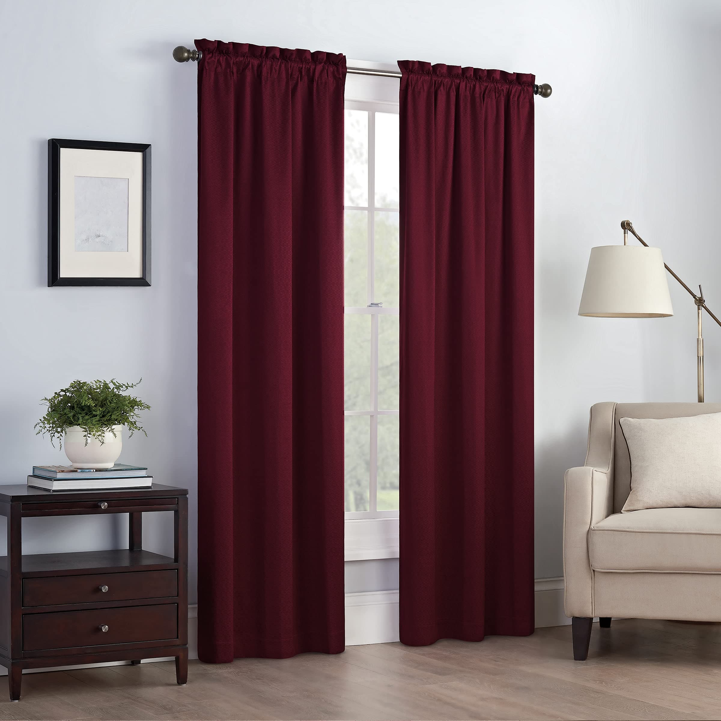 EclipseCanova Thermal Insulated Single Panel Rod Pocket Darkening Curtains for Living Room, 42 in x 84 in, Burgundy