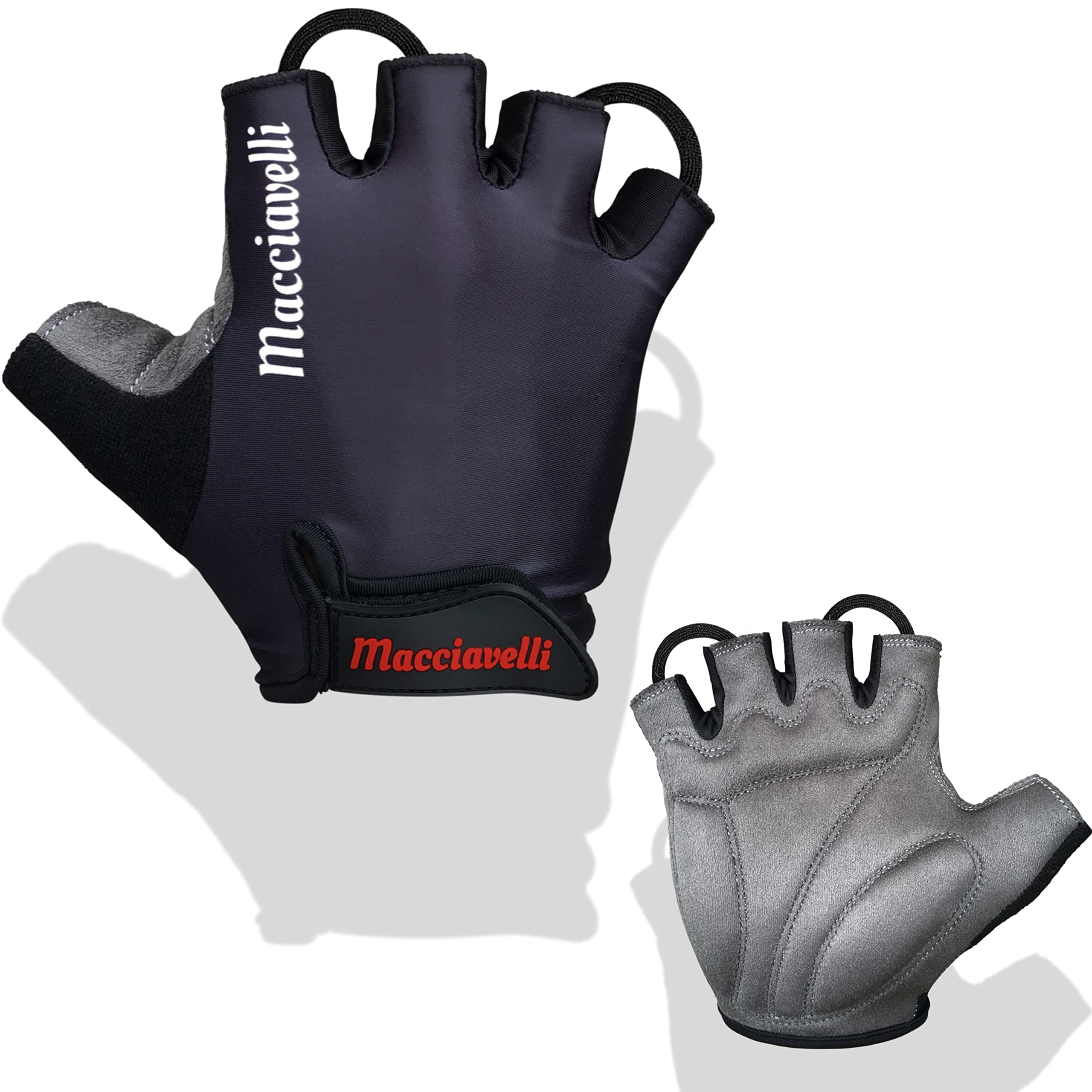 MACCIAVELLICycling Gloves MTB Biking (Black, M)