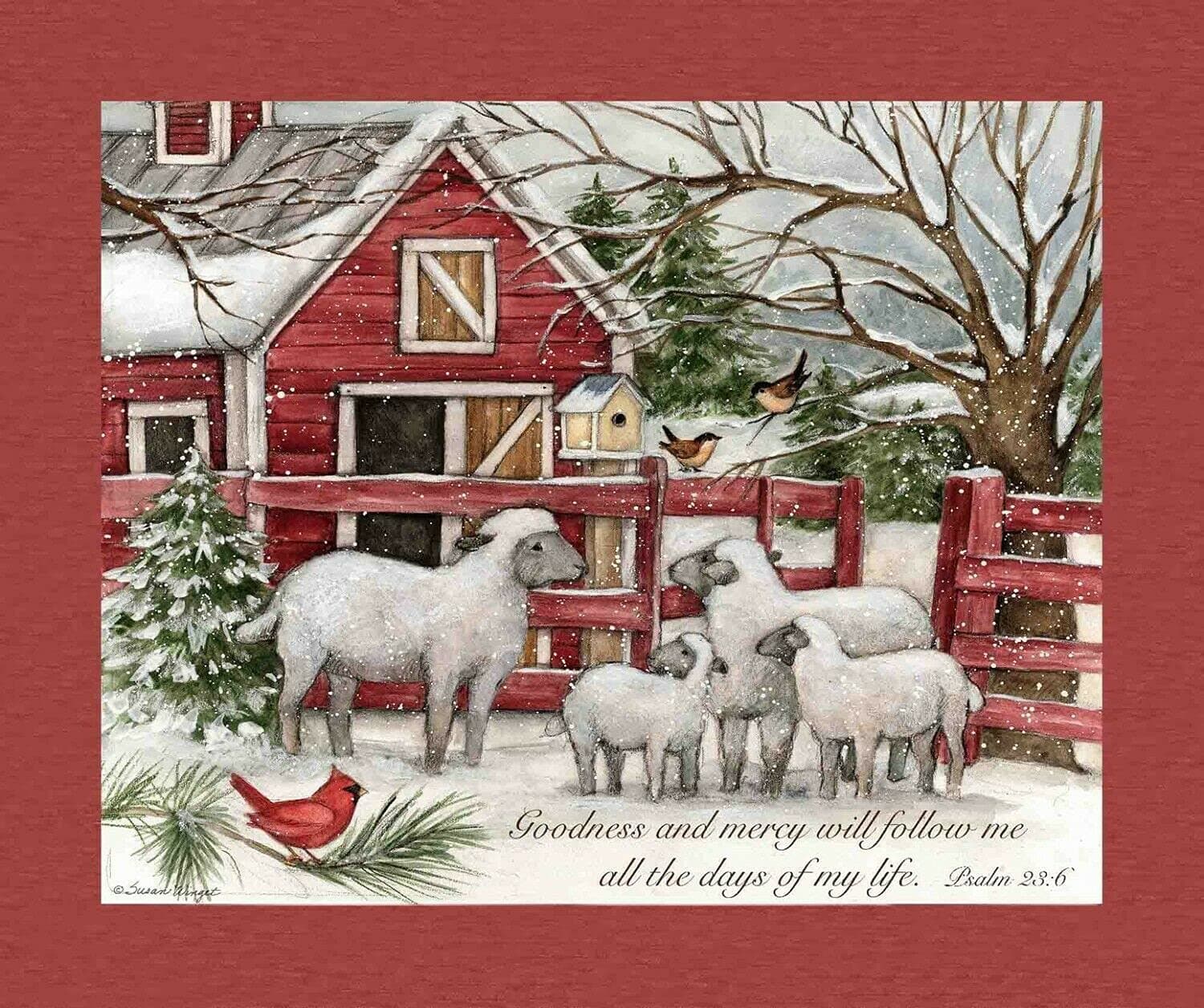 Quality Fabric Christmas Susan Winget Lord Shepherd Sheep Barn 100% Cotton Fabric 36x44 Panel
