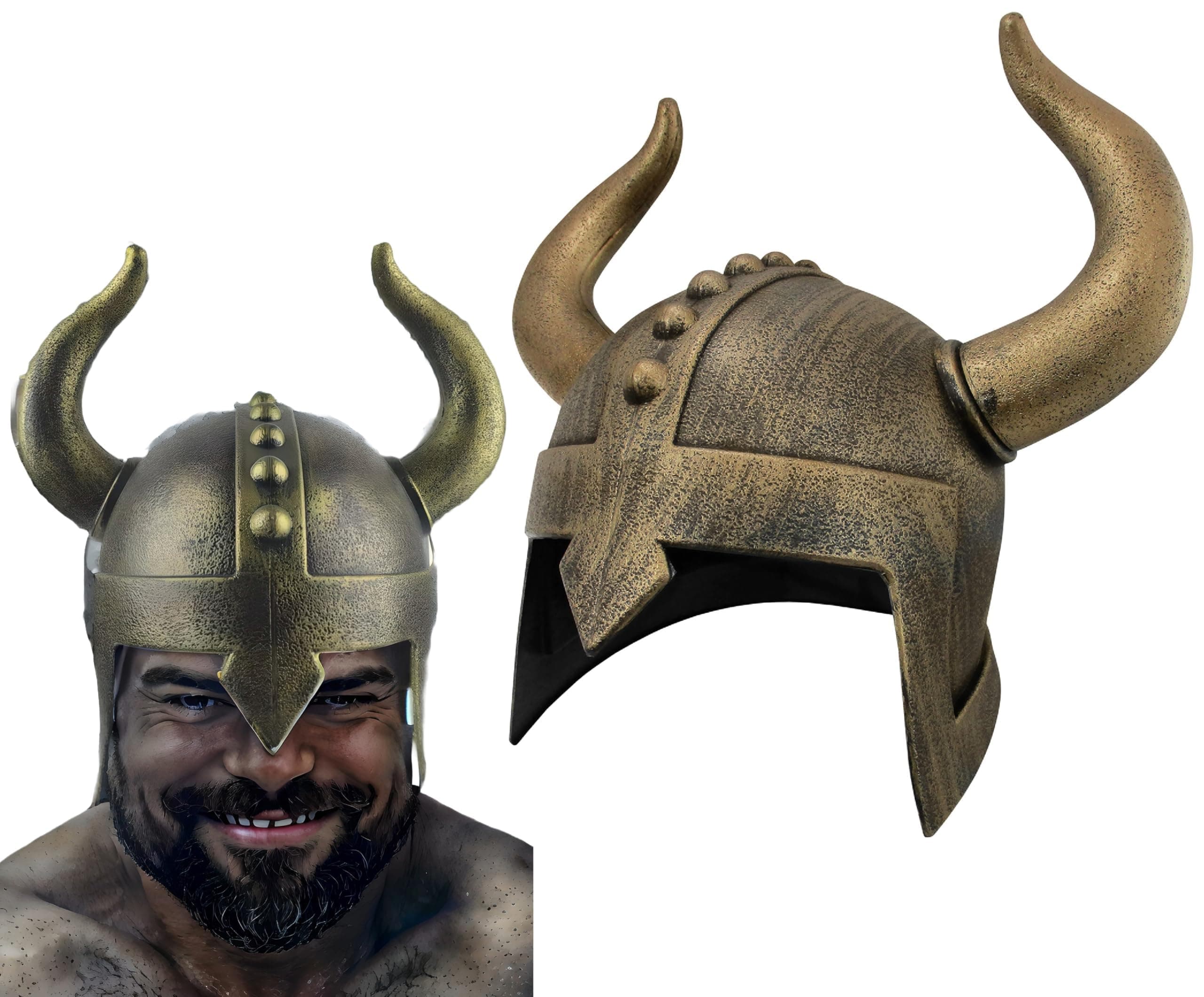Morph Adult Medieval Viking Helmet With Horns - Halloween, Cosplay Costume Barbarian Helmet - Realistic Warrior Berserker Vikings Hat Gear Accessory for Men, Women and Teens, One Size